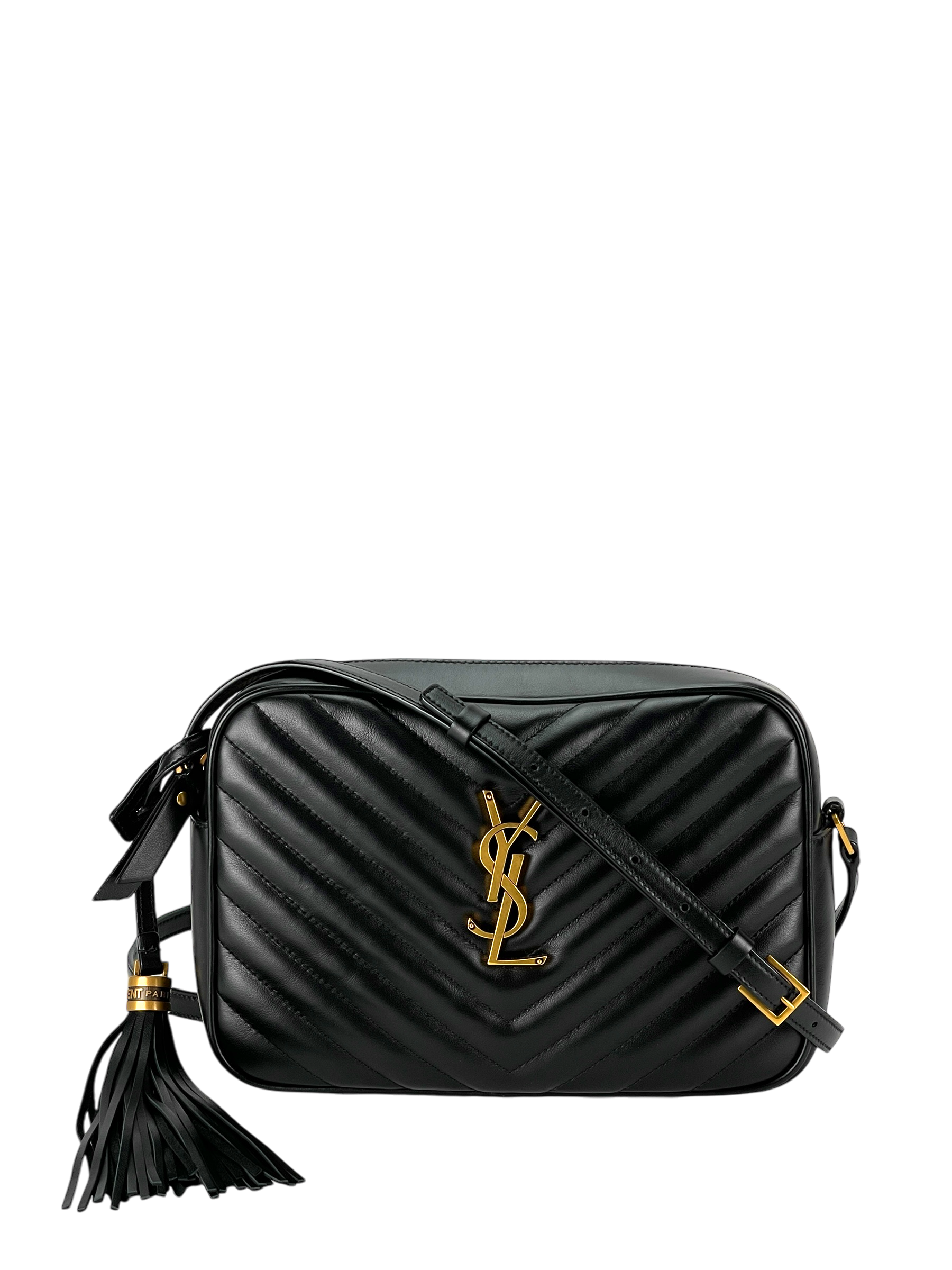 SAINT LAURENT - Calfskin Matelasse Lou Camera Bag Deep Marine