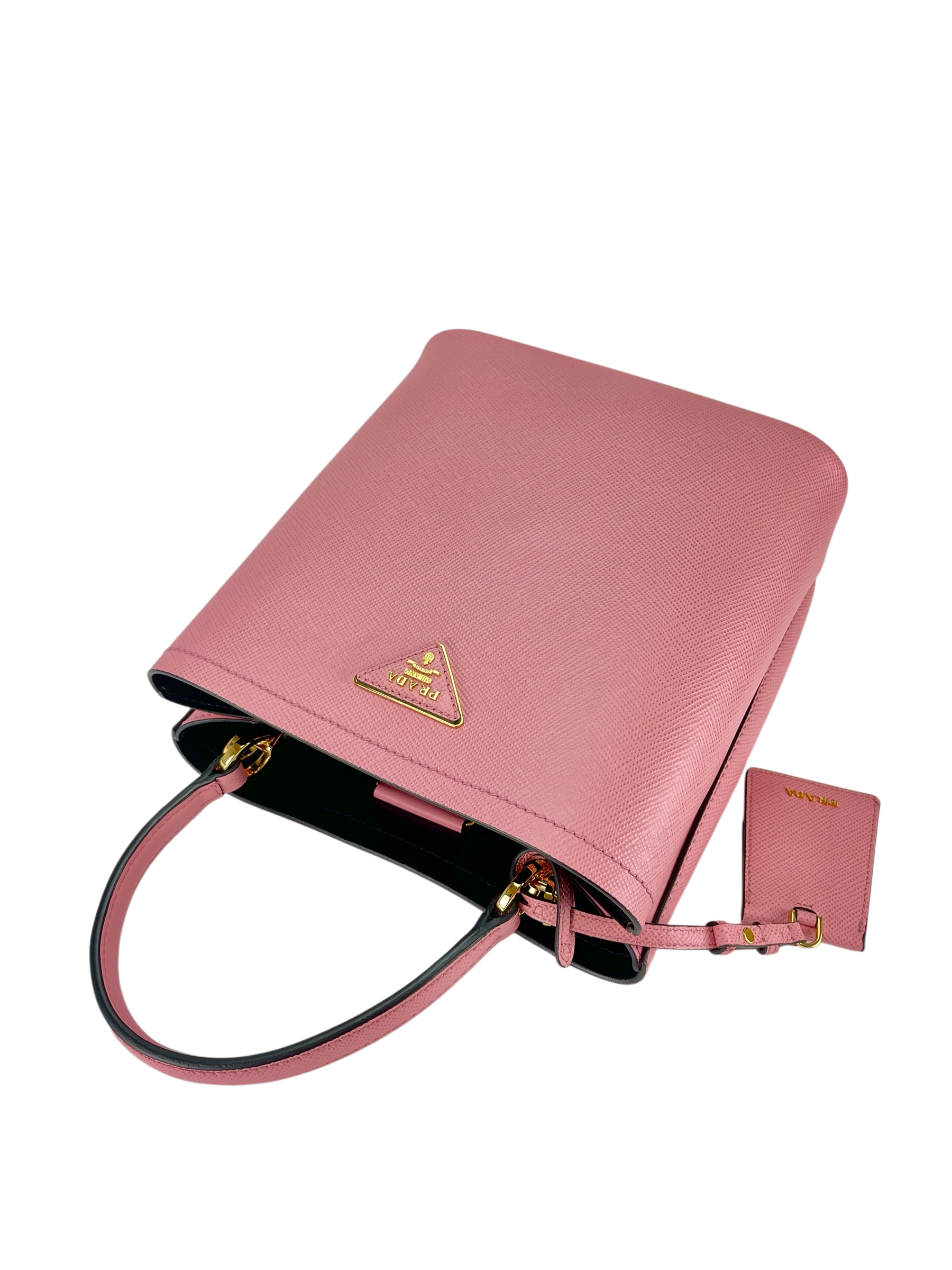 PRADA -  Pink Saffiano Cuir Panier Satchel Shoulder Bag