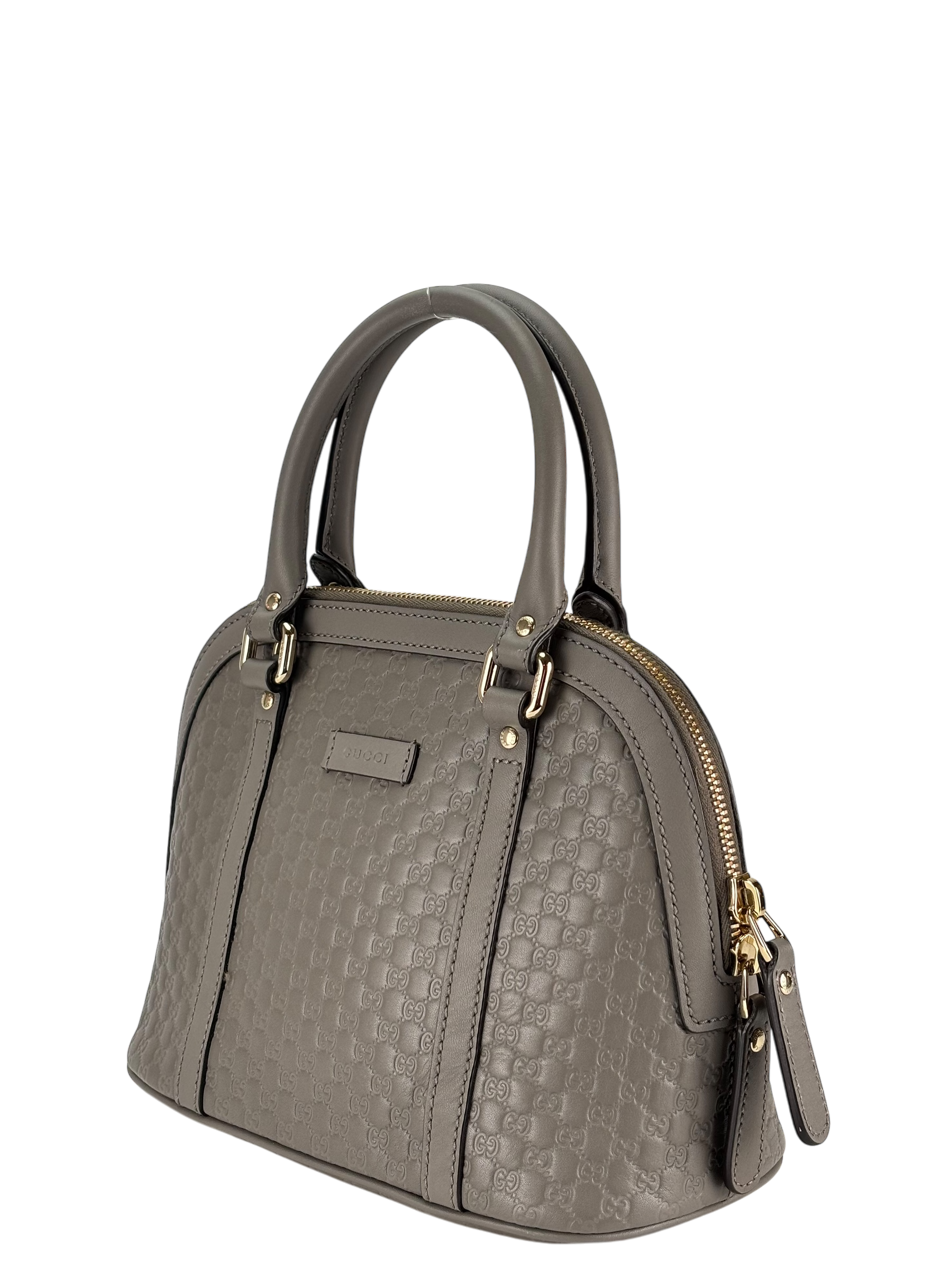 GUCCI - Grey Calfskin Mini Microguccissima Dome Bag