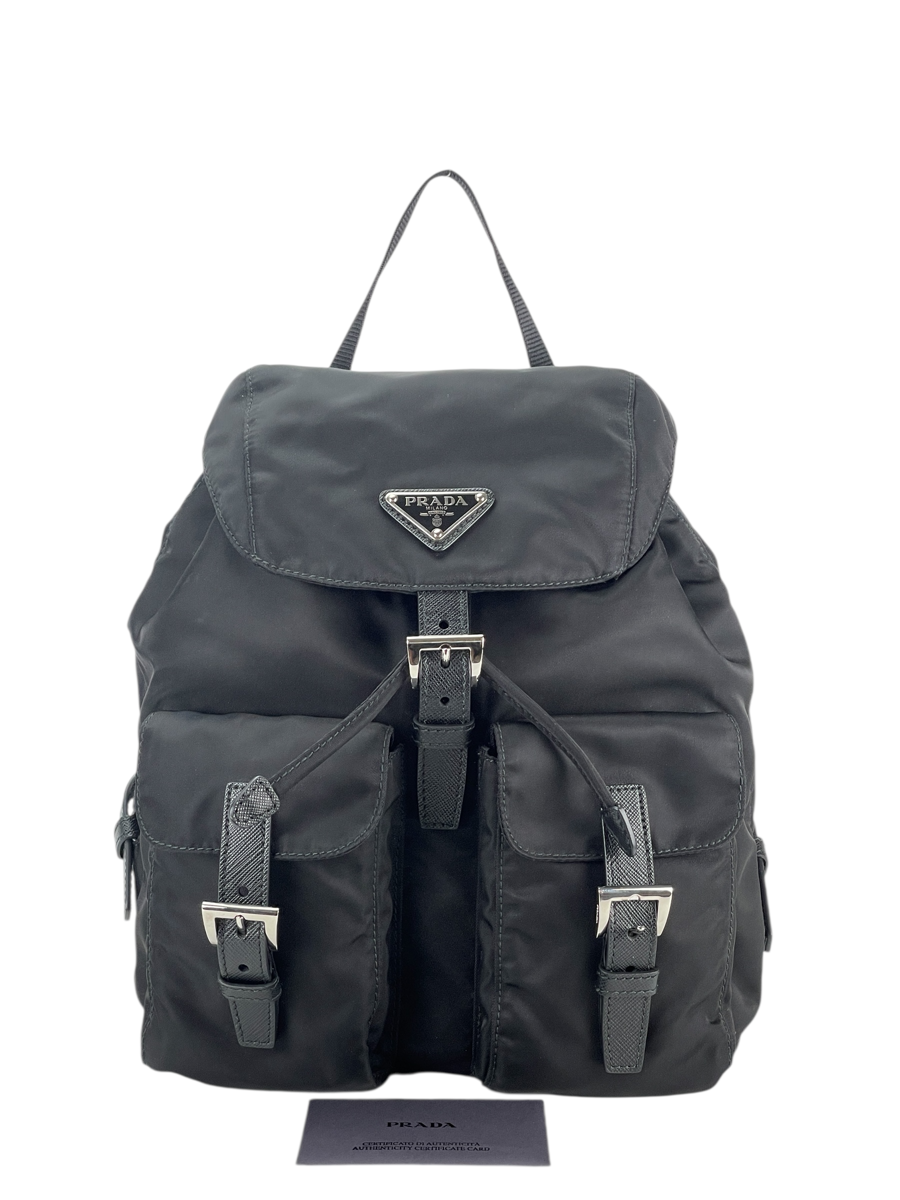 PRADA - Black Re-Nylon Backbag Small