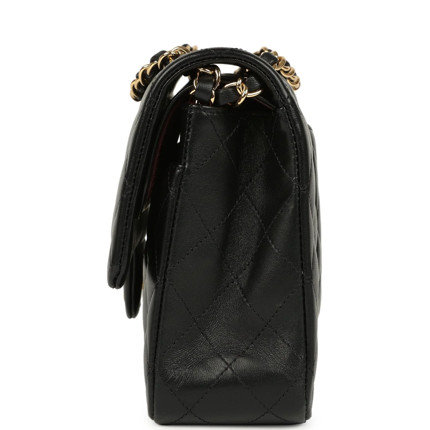 Pre-owned Chanel Medium Classic Double Flap Bag Black Lambskin Gold Hardware