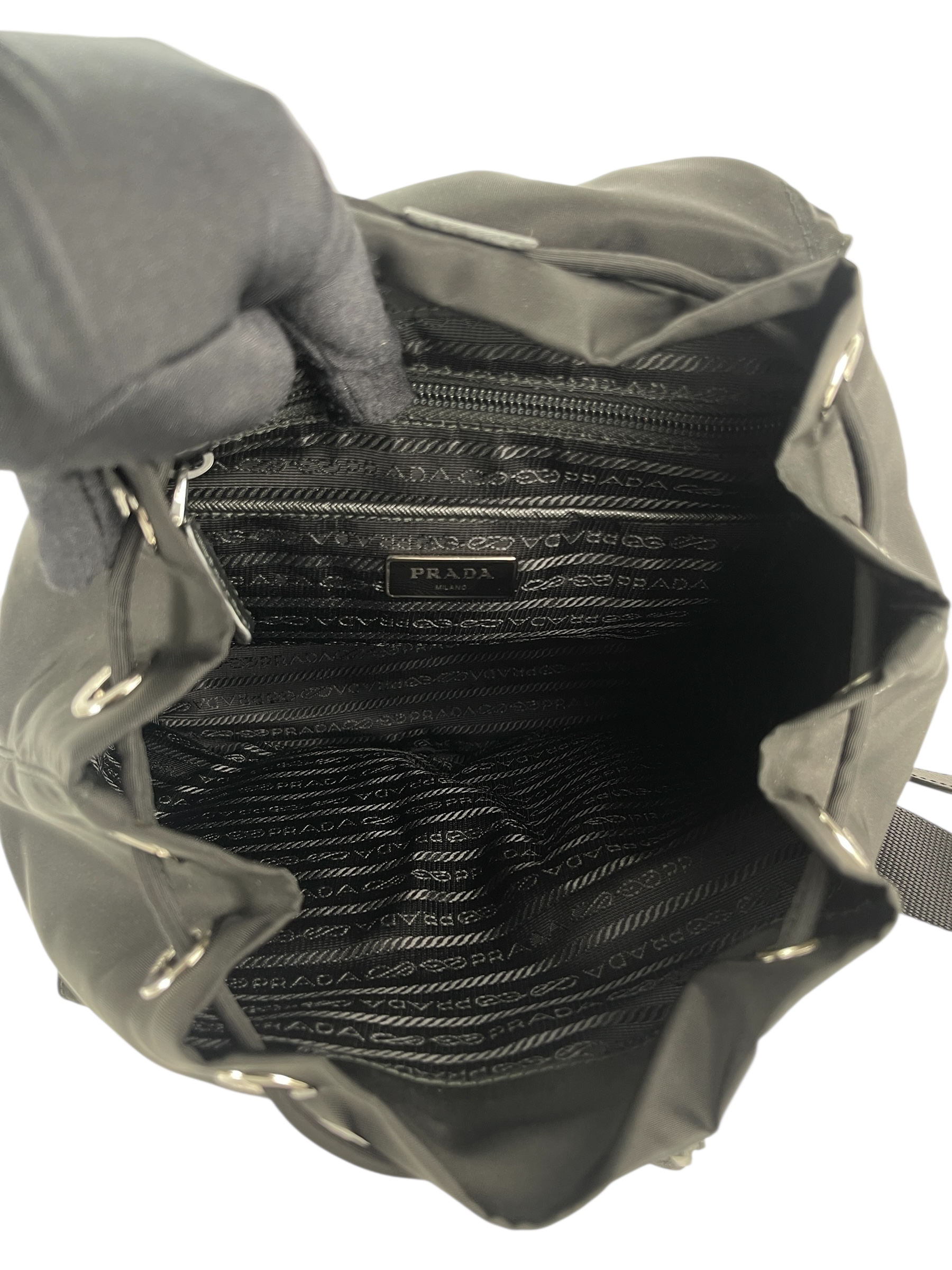 PRADA - Black Re-Nylon Backbag Small