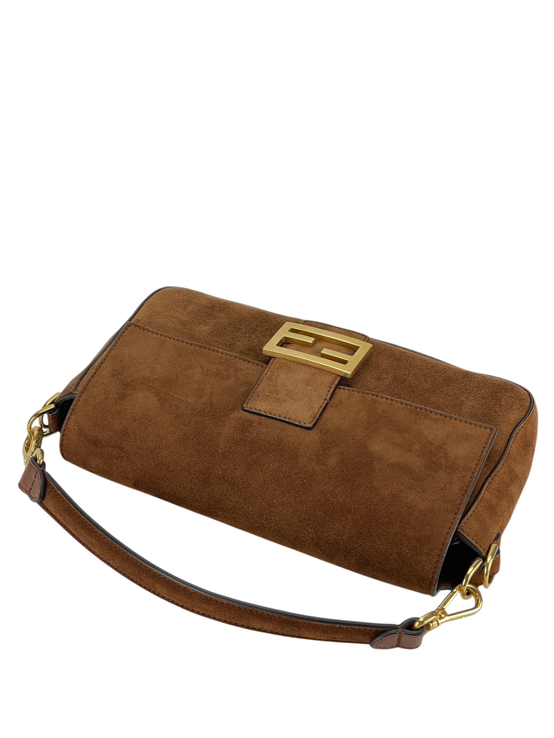 FENDI - Brown Suede Baguette Bag