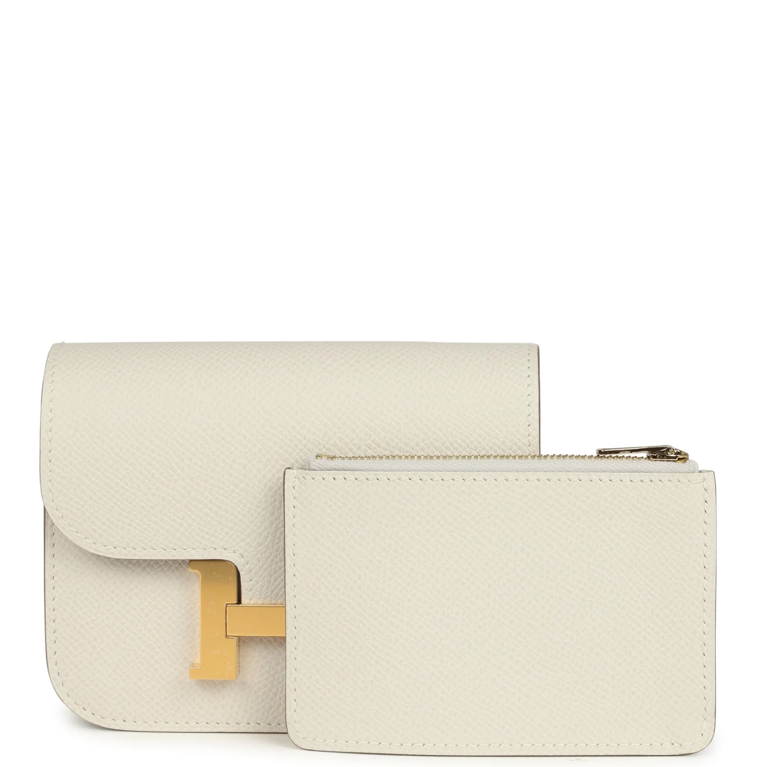 Hermes Constance Slim Wallet Craie Epsom Gold Hardware