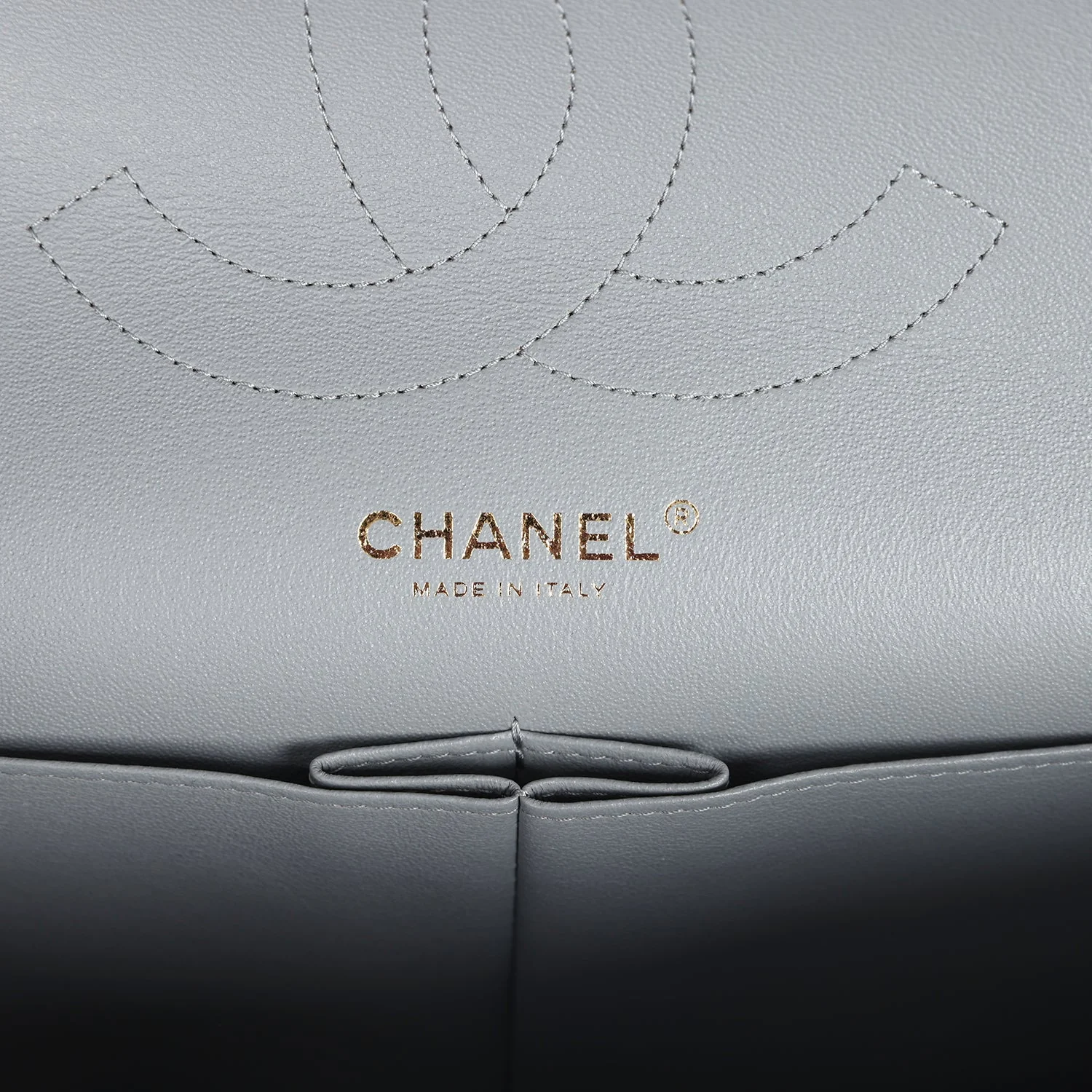 Chanel Jumbo Classic Double Flap Bag Light Grey Shiny Caviar Light Gold Hardware