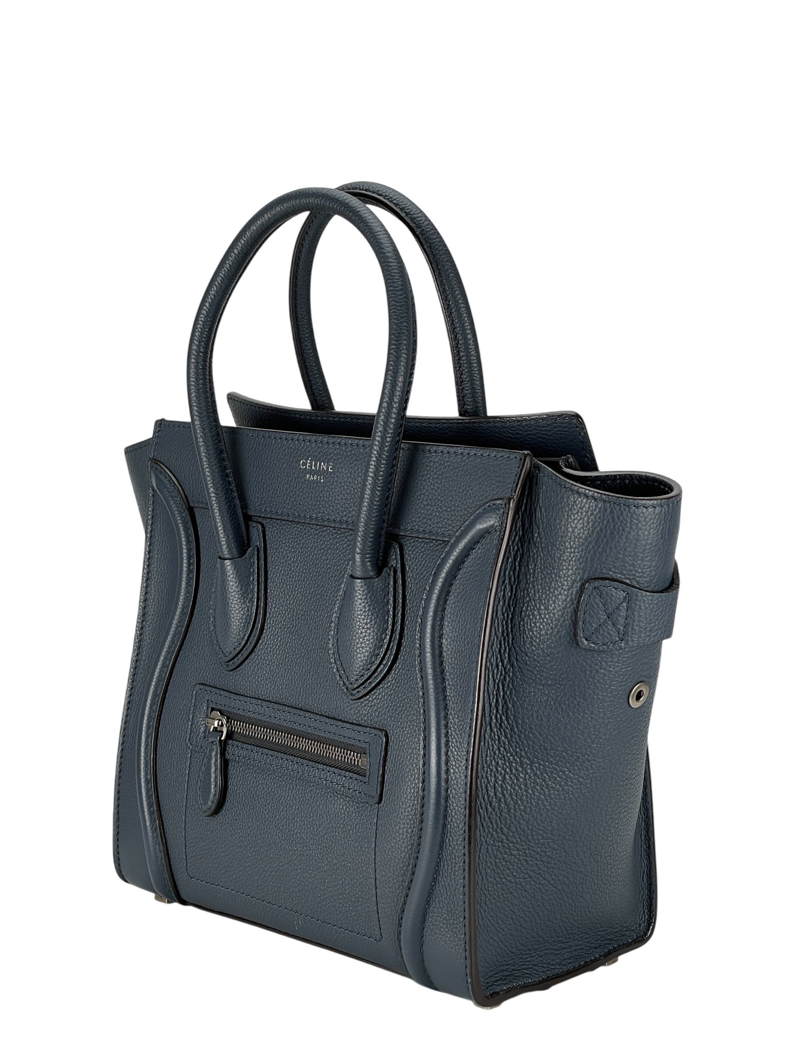 CELINE - Micro Luggage handbag in Drummed Calfskin Blue