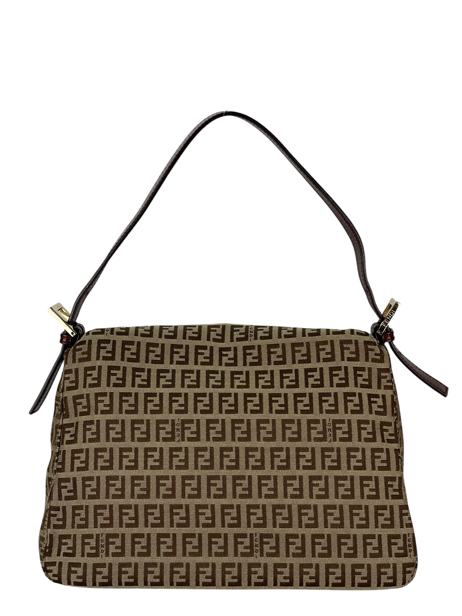 FENDI - Beige Zucca Mamma Baguette Handbag Gold Hardware