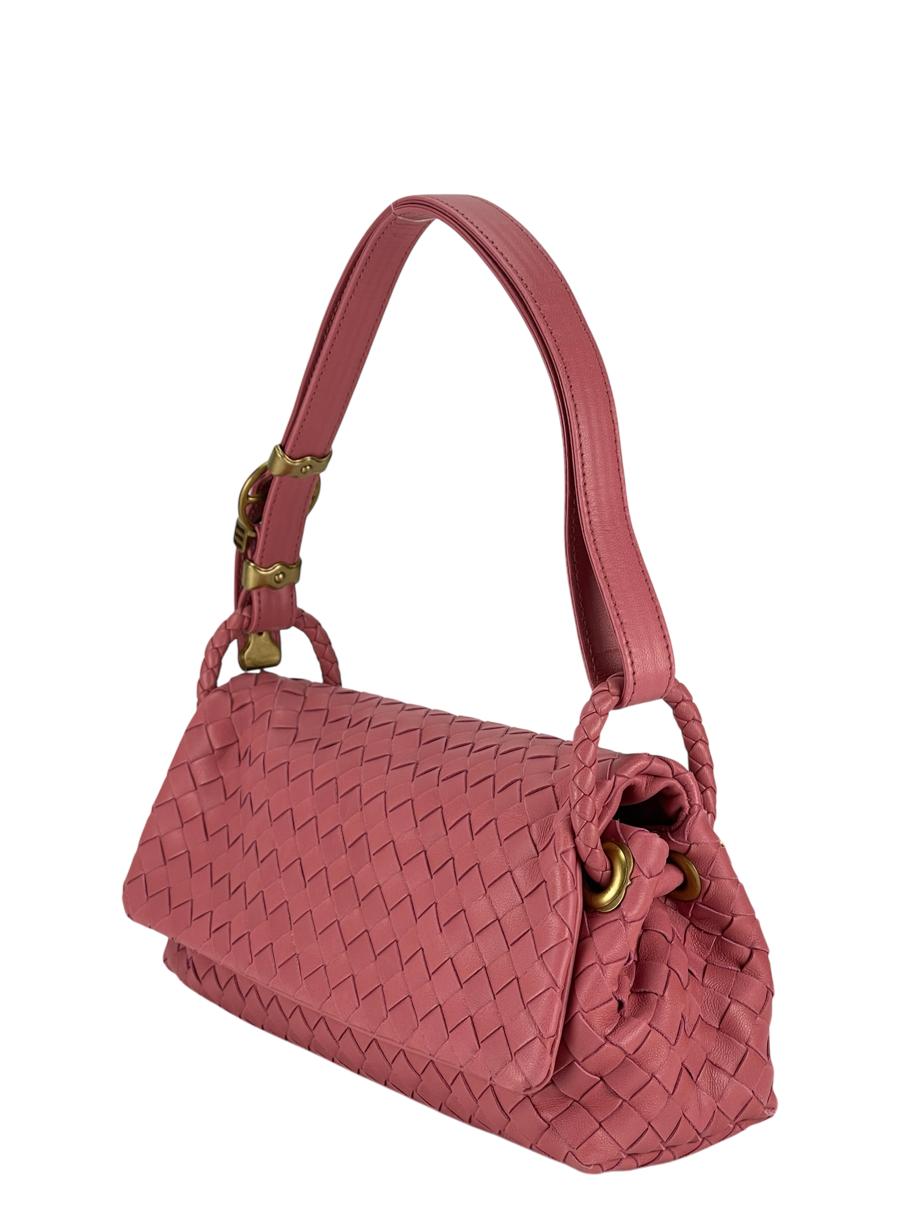 BOTTEGA VENETA - Pink Lambskin Intrecciato One Shoulder bag
