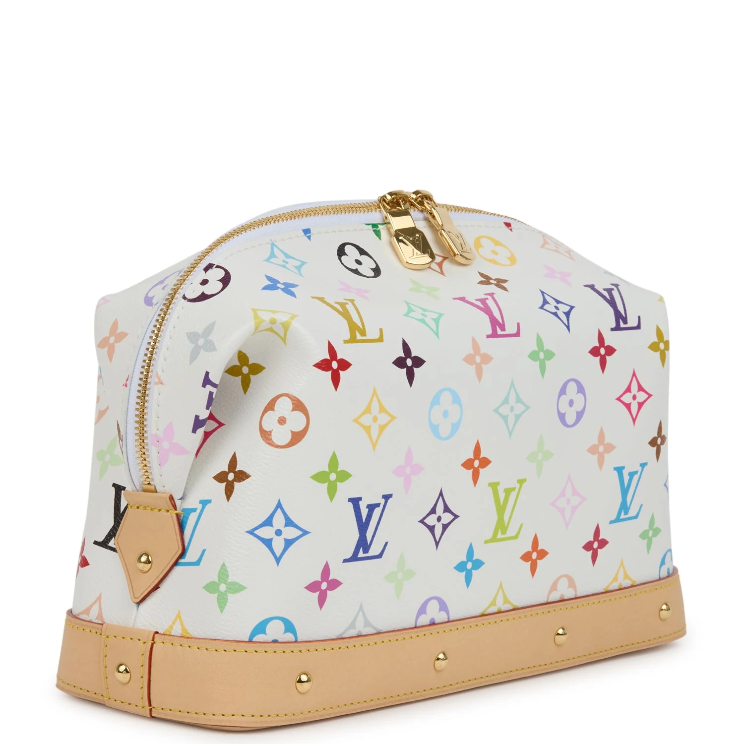 Louis Vuitton X Takashi Murakami Cosmetic Pouch GM White Multicolored Monogram Gold Hardware