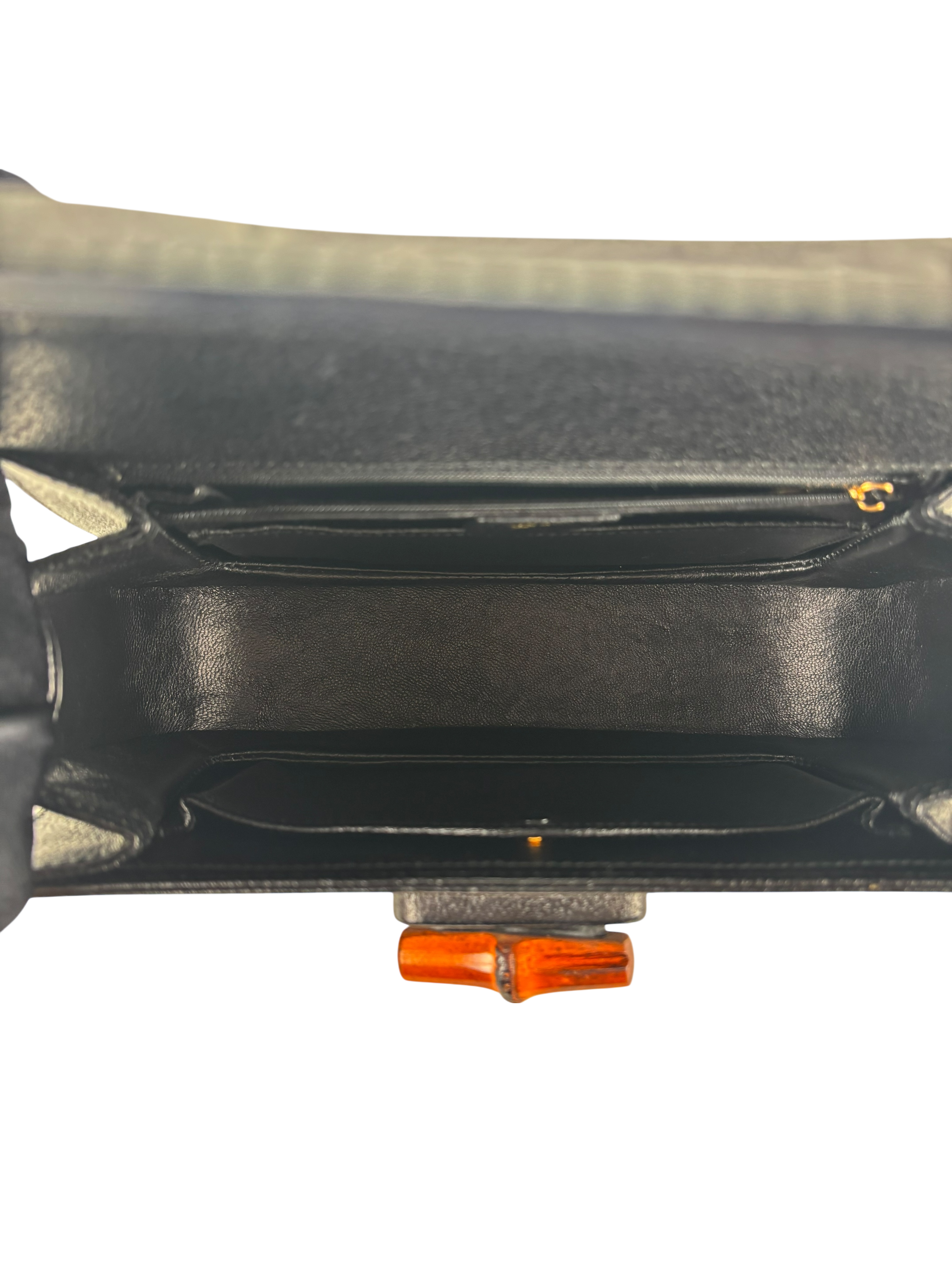 GUCCI - Black Leather 2way Middle Leather Bamboo Handbag