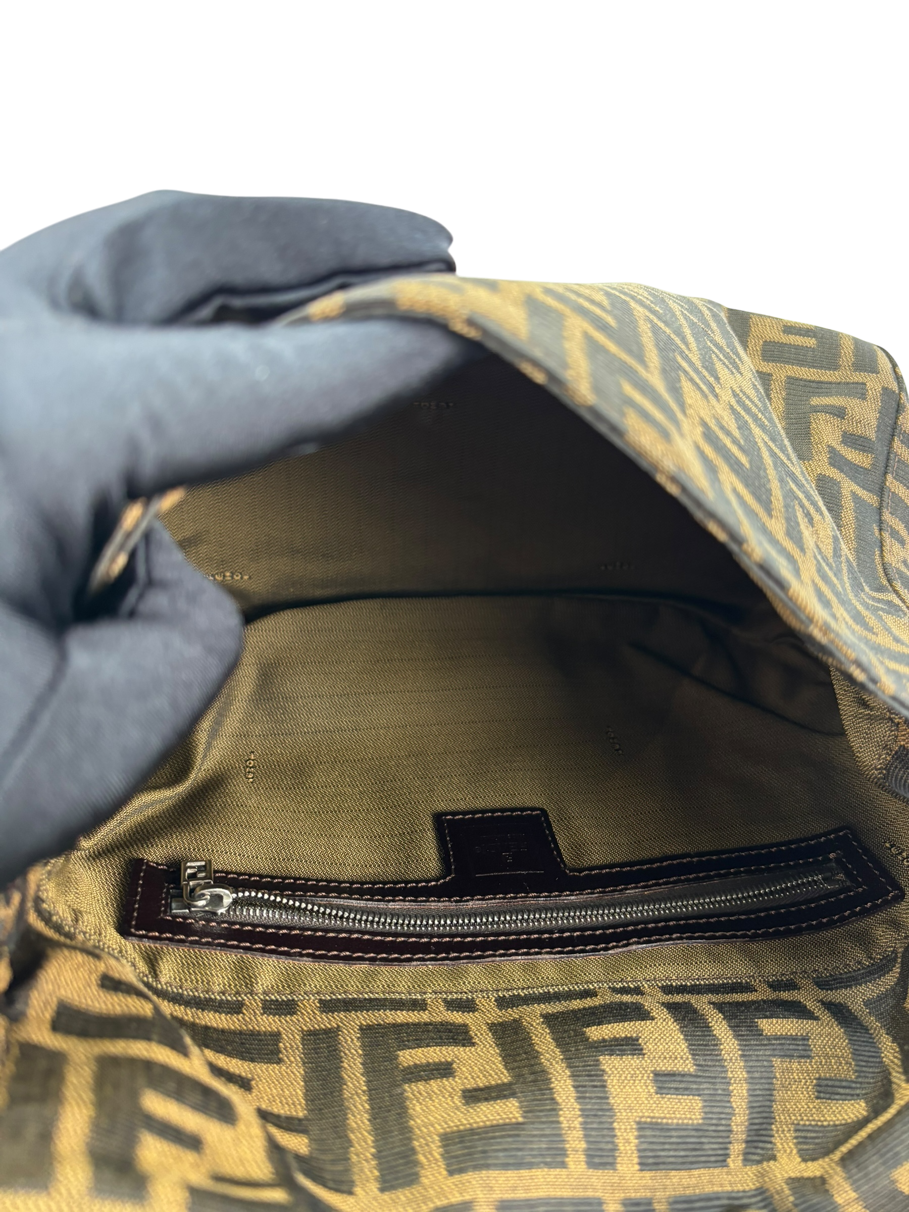 FENDI - Brown Zucca Mamma Baguette Handbag Silver Hardware