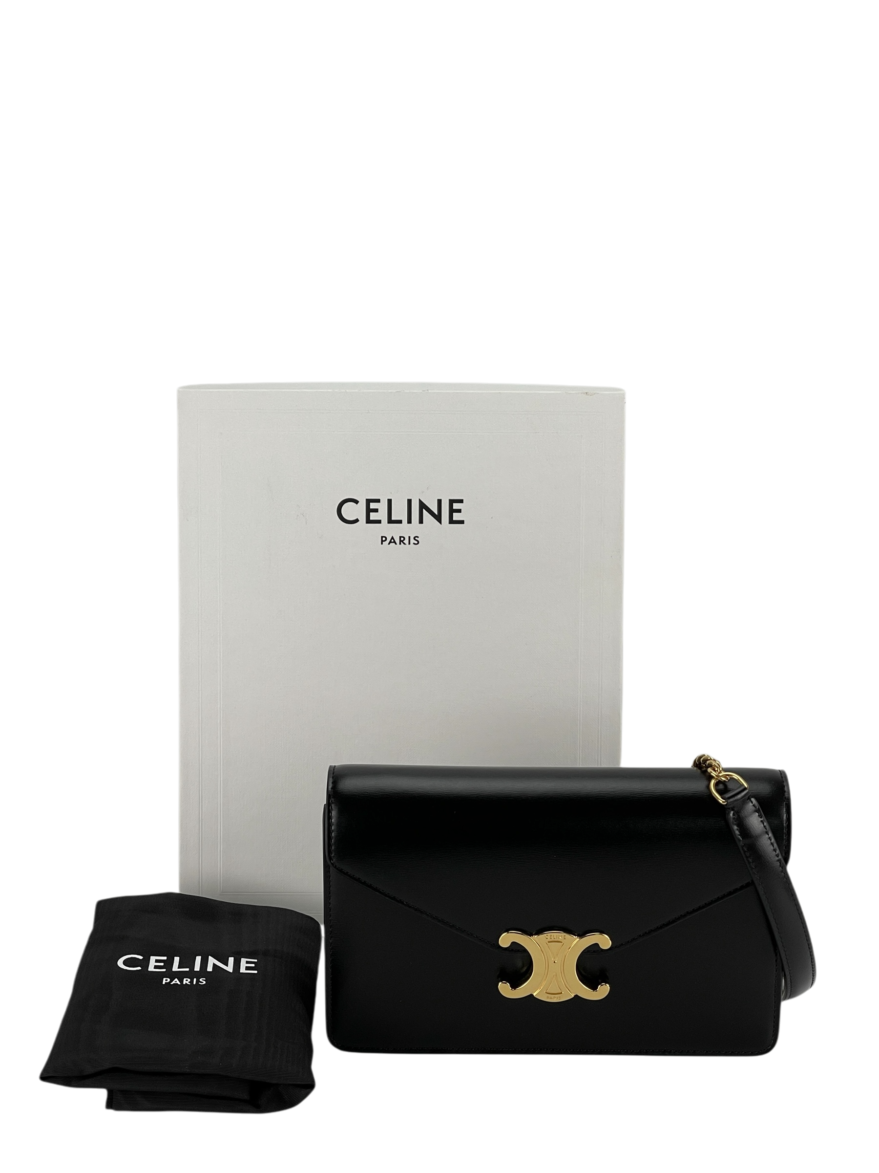 CELINE - Black Calfskin Crossbody Bag Teen Triomphe