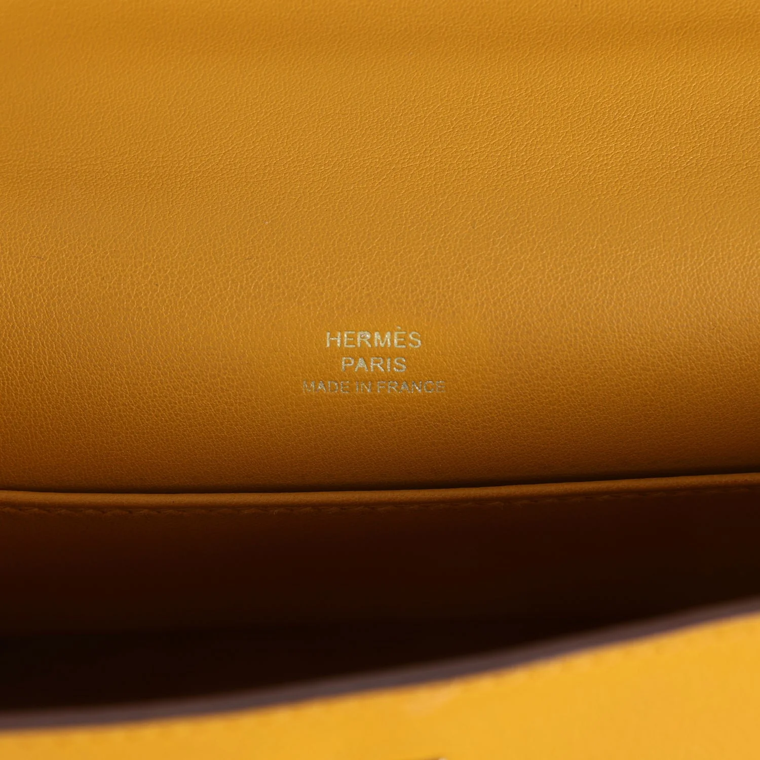 Pre-owned Hermes Kelly Pochette Jaune Ambre Swift Palladium Hardware