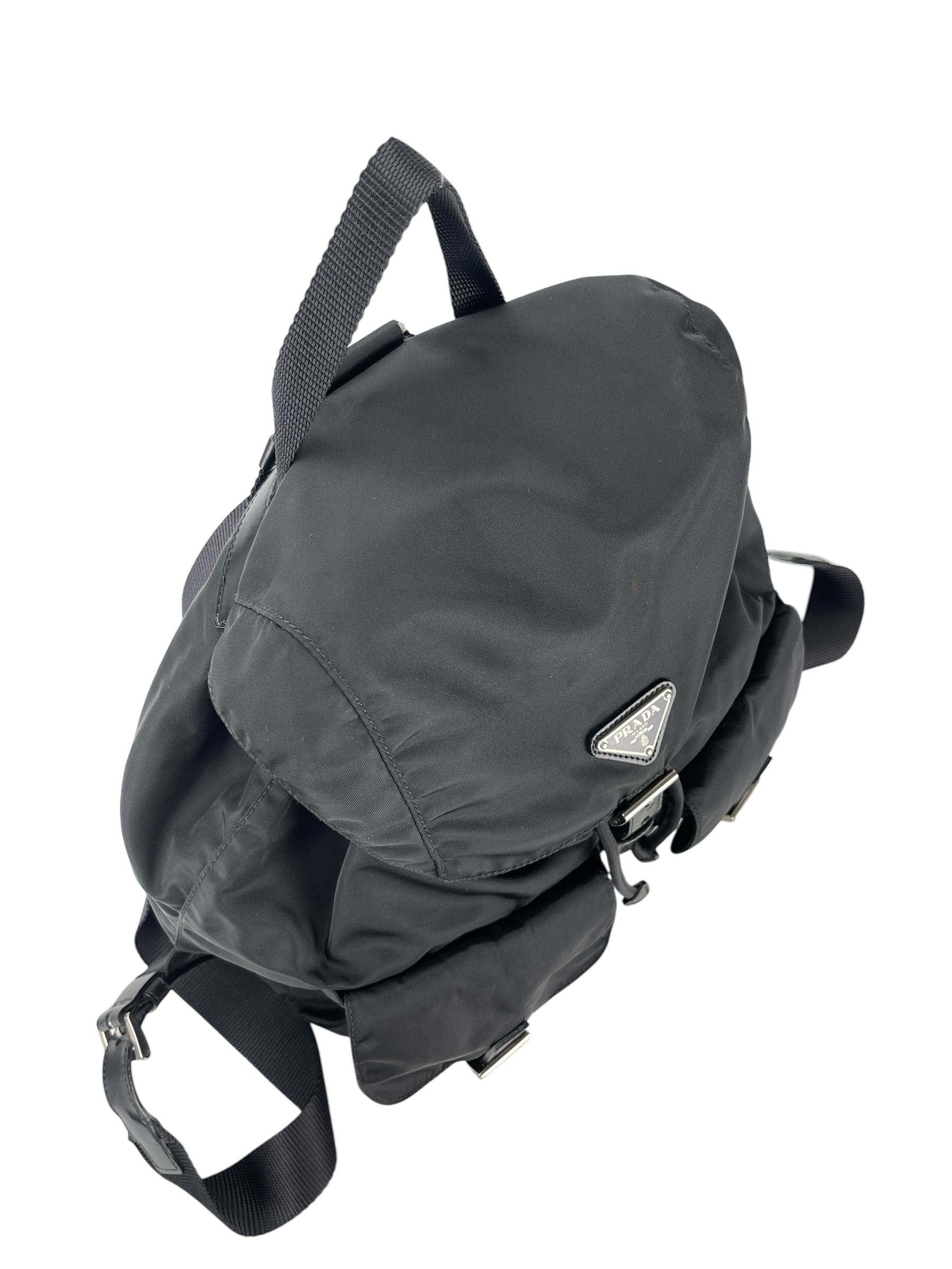 PRADA - Medium Tessuto Nylon Calfskin Backpack Black