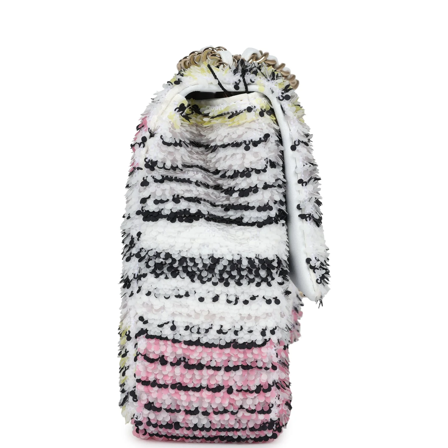 Chanel Mini Rectangular Flap White Multicolor Sequin Light Gold Hardware