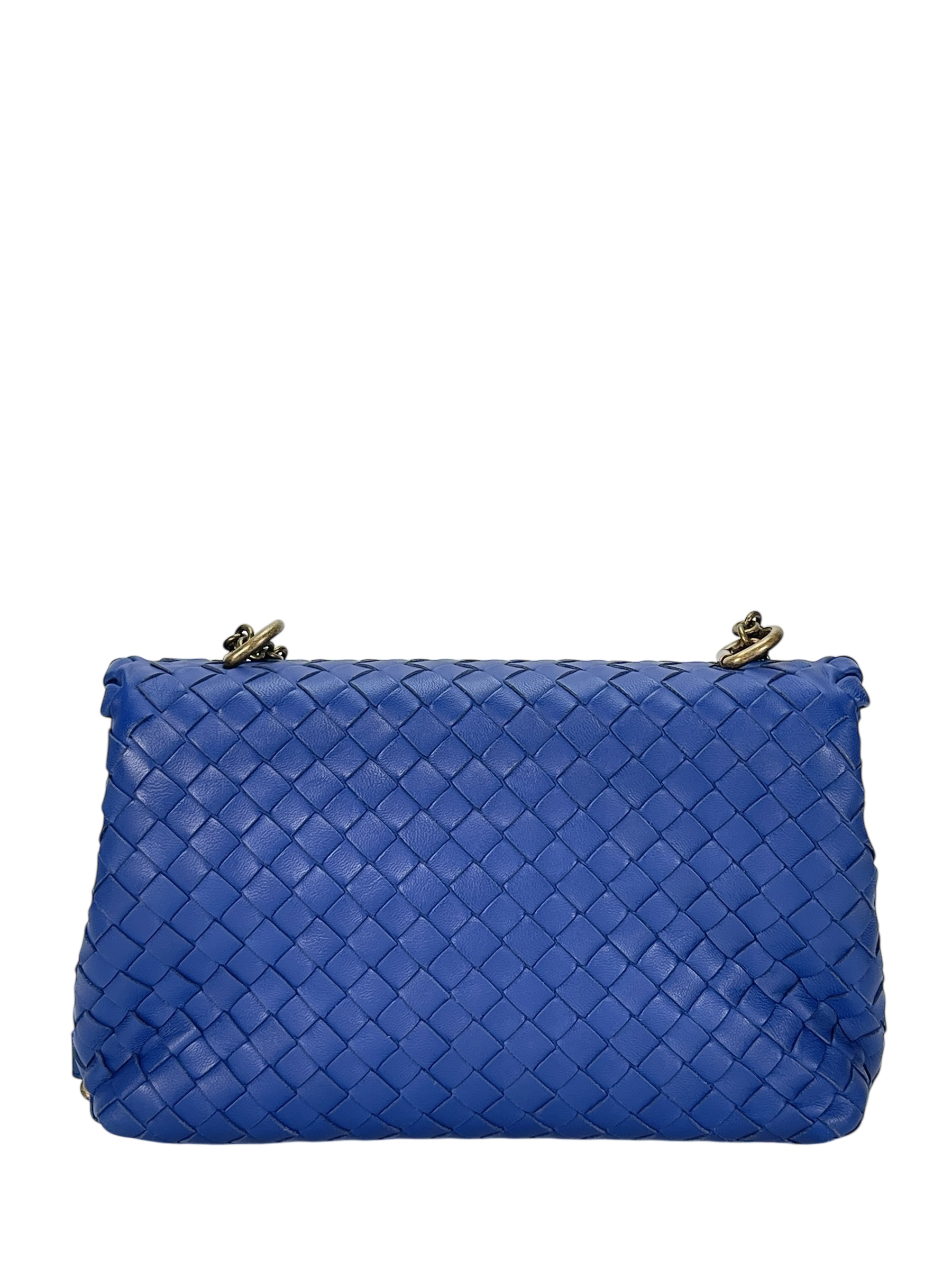 BOTTEGA VENETA - Blue Lambskin Olympia Flap Chain Shoulder Bag