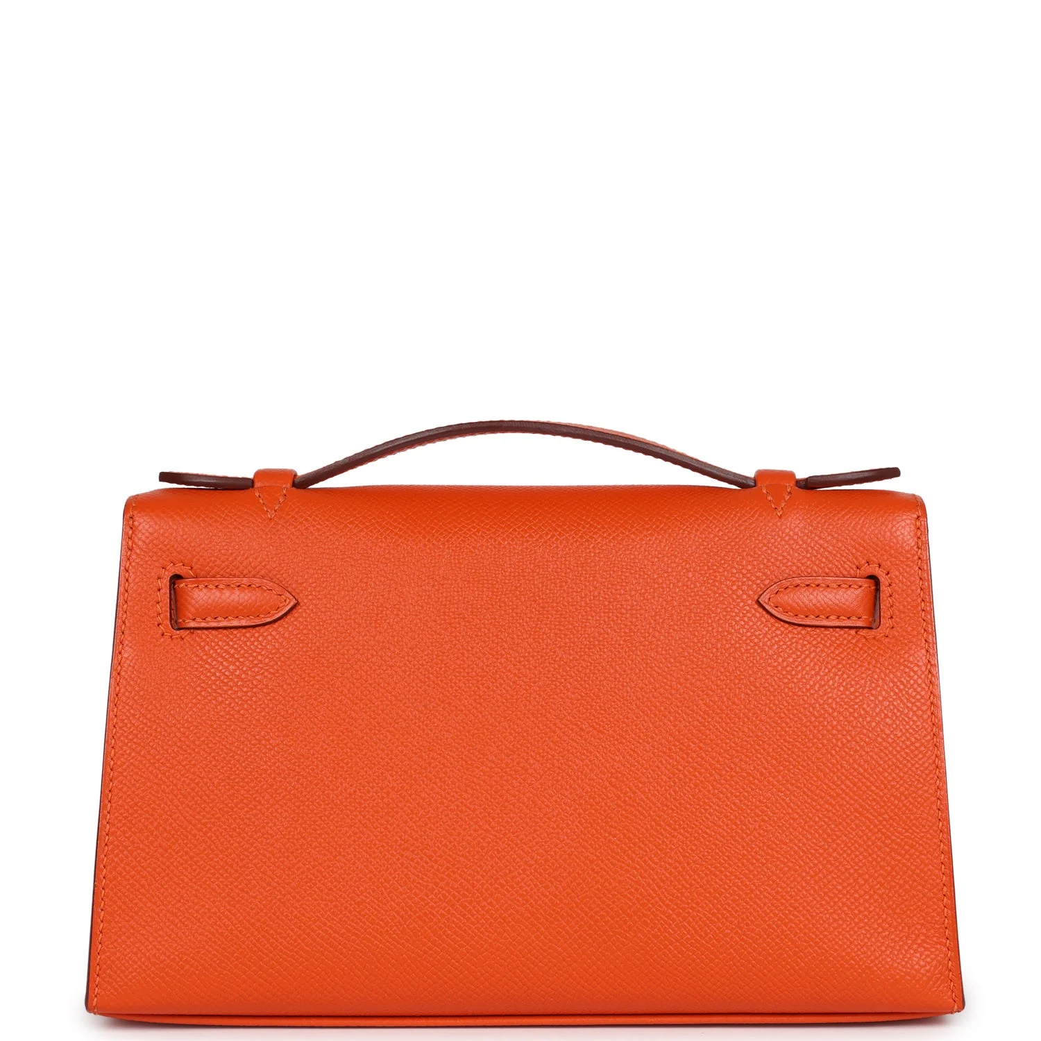 Pre-owned Hermes Kelly Pochette Feu Epsom Palladium Hardware