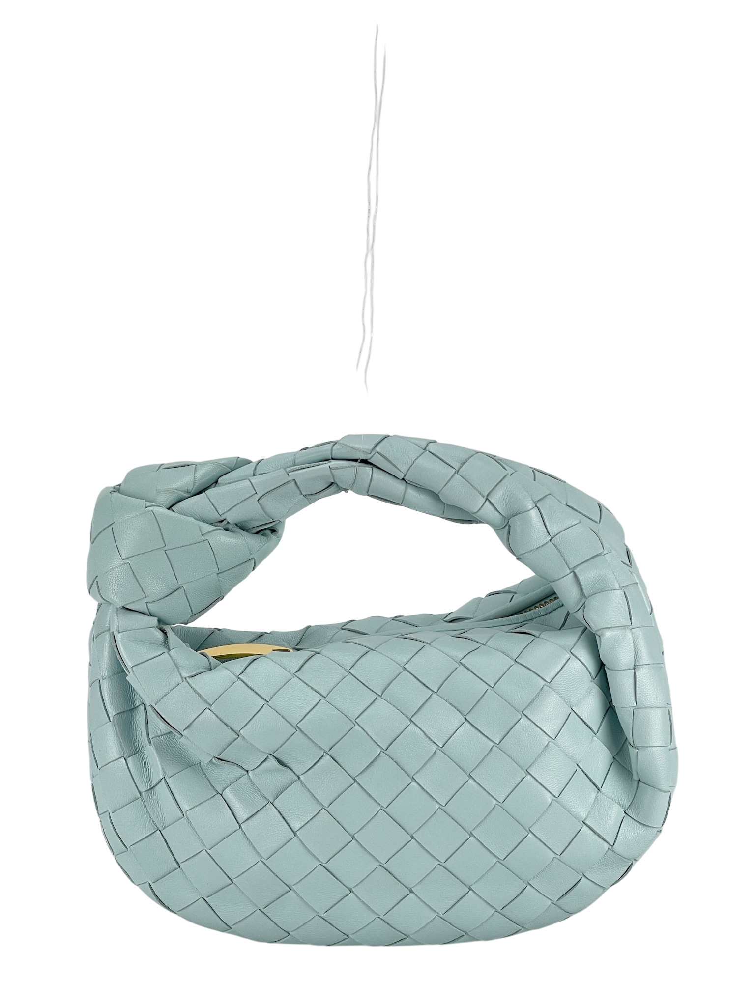 BOTTEGA VENETA - Light Green Lambskin Nappa Intrecciato Mini Jodie Teal Washed