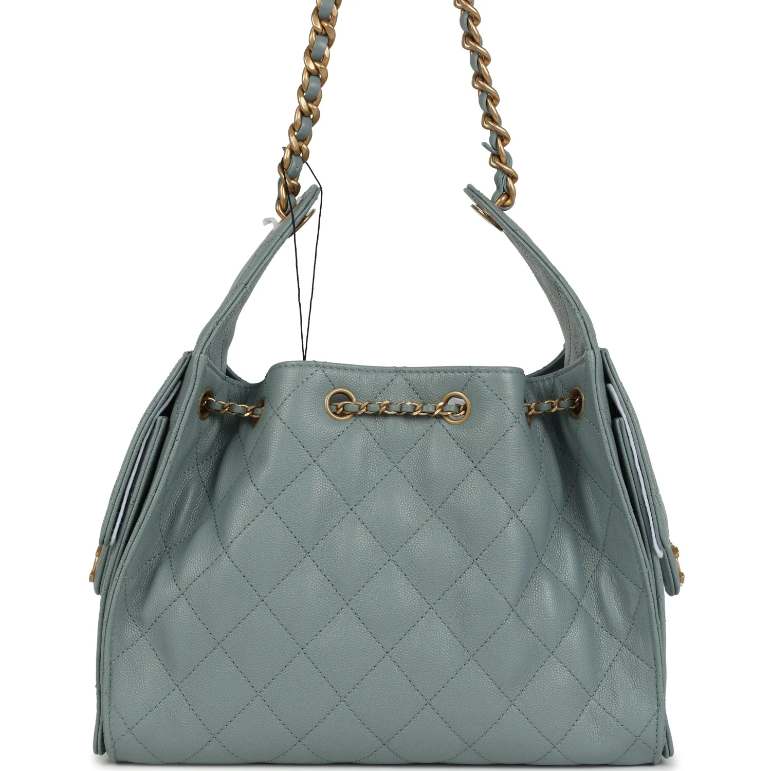 Chanel Small 25 Hobo Bag Green Caviar Antique Gold Hardware