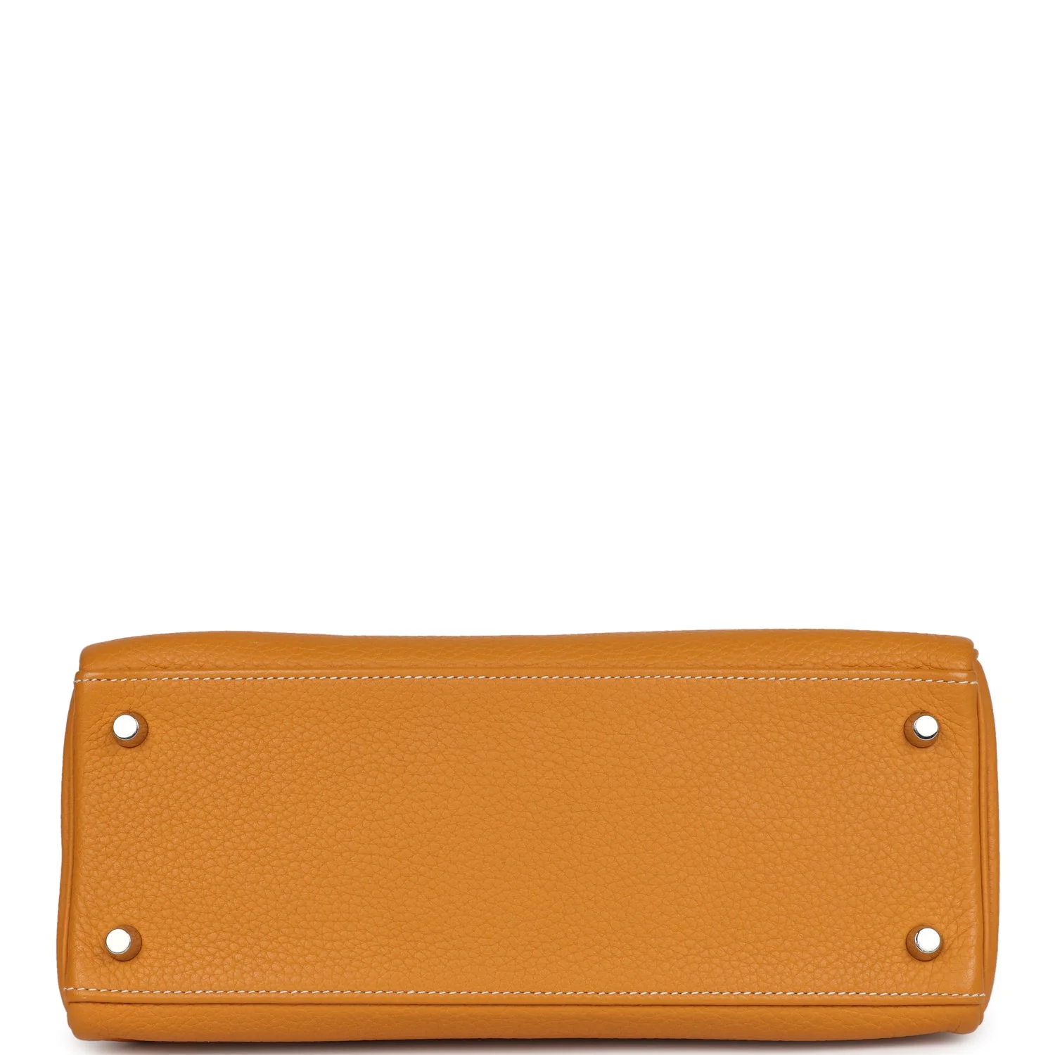 Pre-owned Hermes Kelly Retourne 28 Moutarde Clemence Palladium Hardware