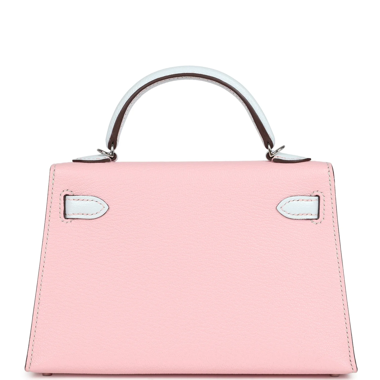 Hermes Special Order (HSS) Kelly Sellier 20 Rose Sakura and Bleu Brume Chevre Palladium Hardware