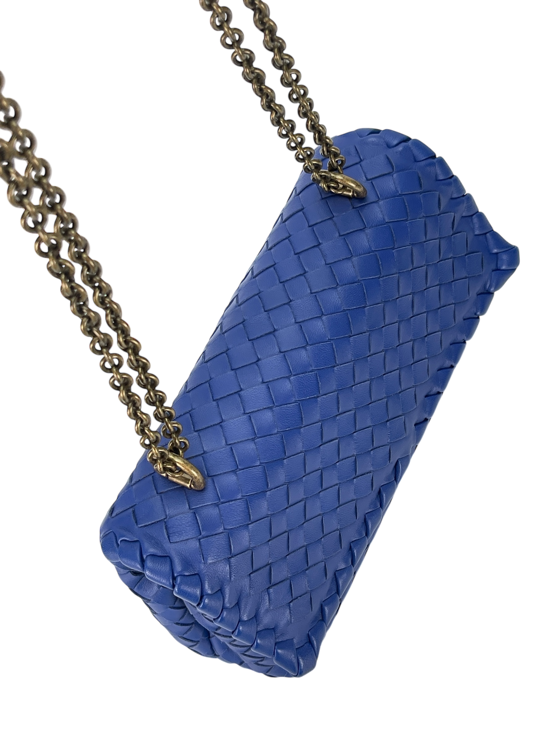 BOTTEGA VENETA - Blue Lambskin Olympia Flap Chain Shoulder Bag