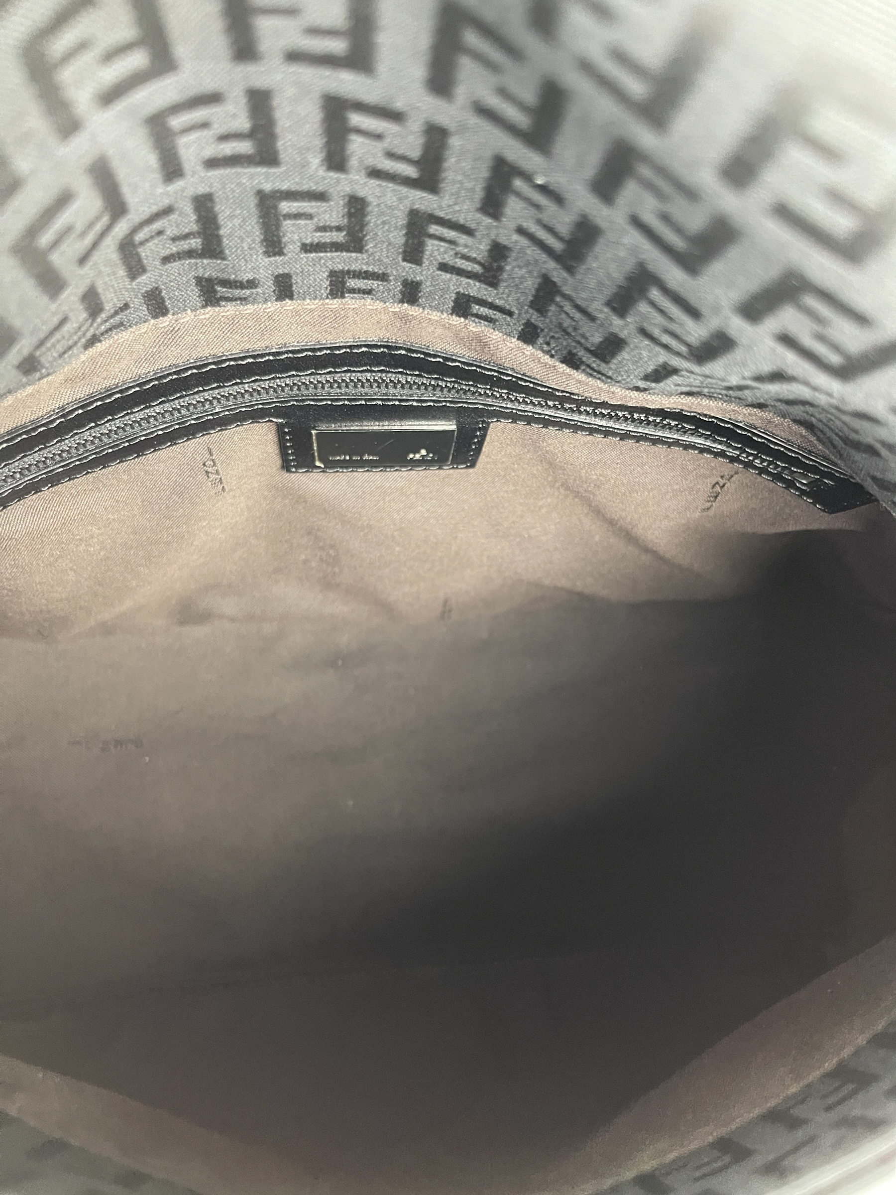 FENDI - Black Zucca Mamma Baguette Handbag Silver Hardware