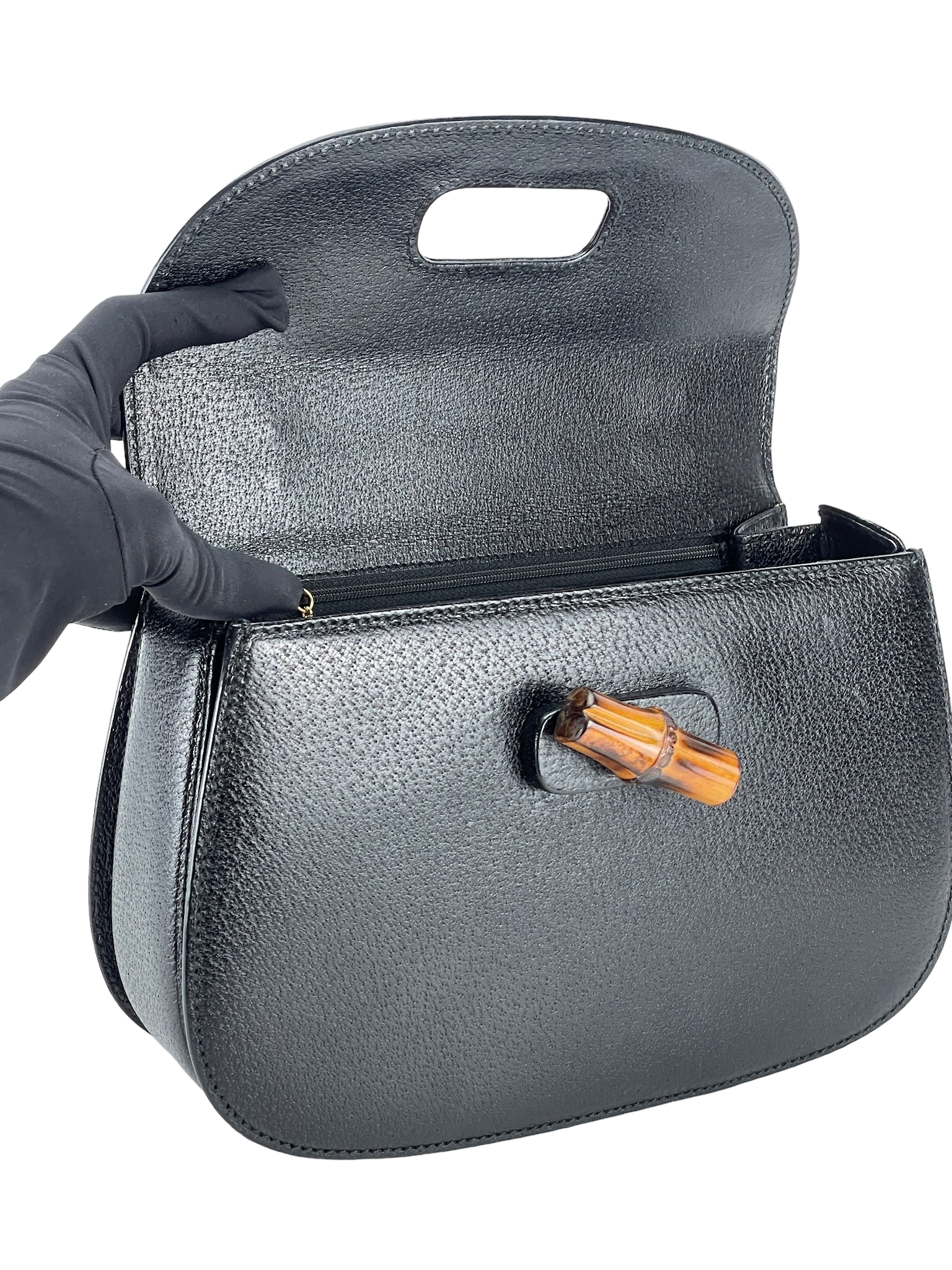 GUCCI - 2way Middle Leather Bamboo Handbag