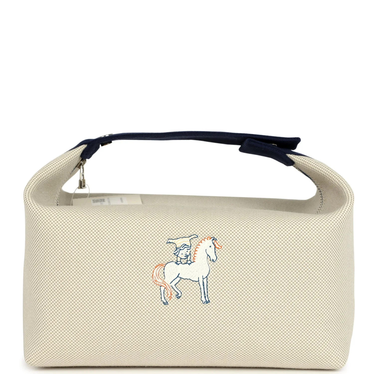 Hermes Bride A Brac Cabriole GM Gris Perle and Bleu Canvas Palladium Hardware