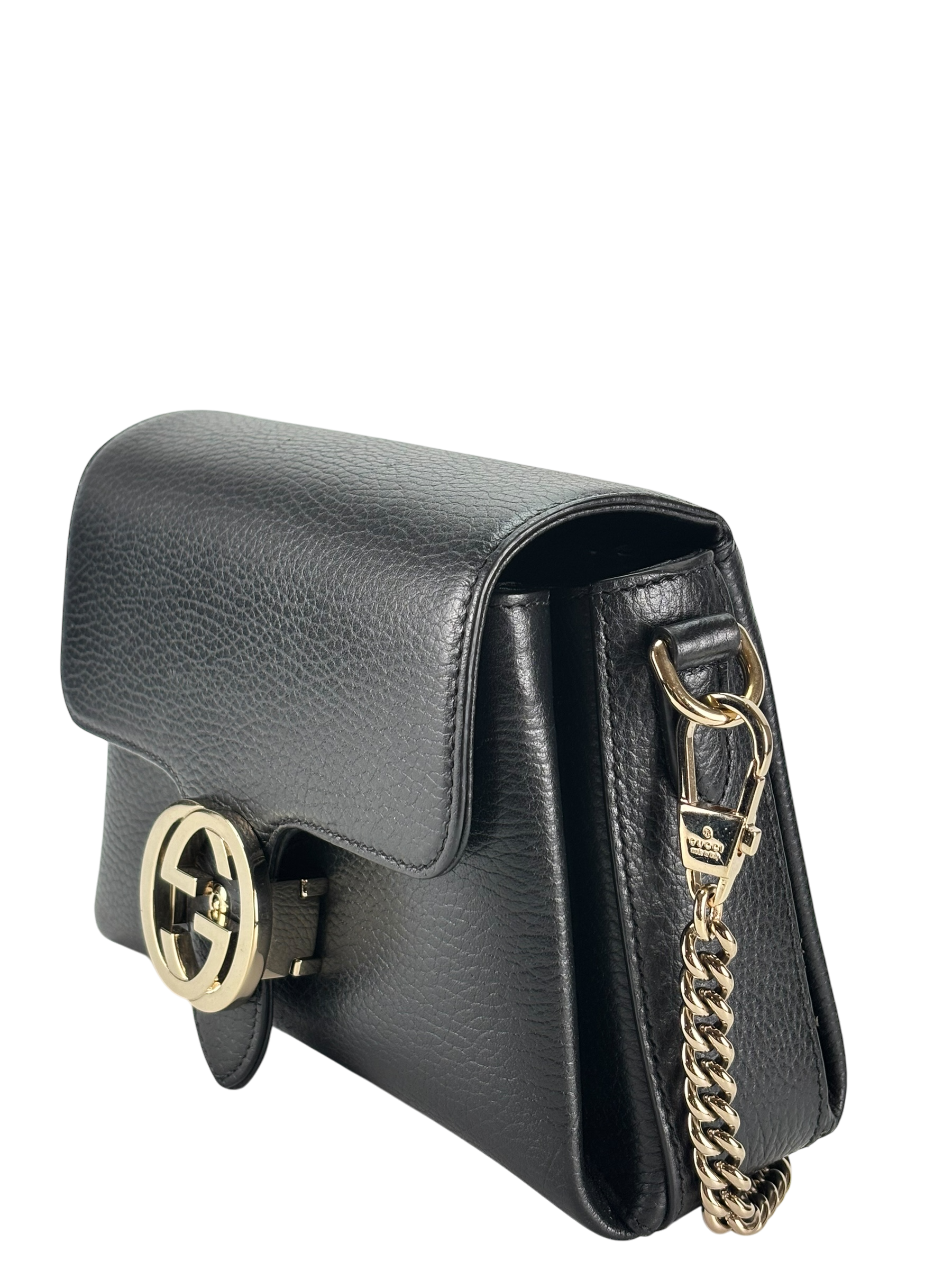 GUCCI - Black Interlocking G Chain Shoulder Bag