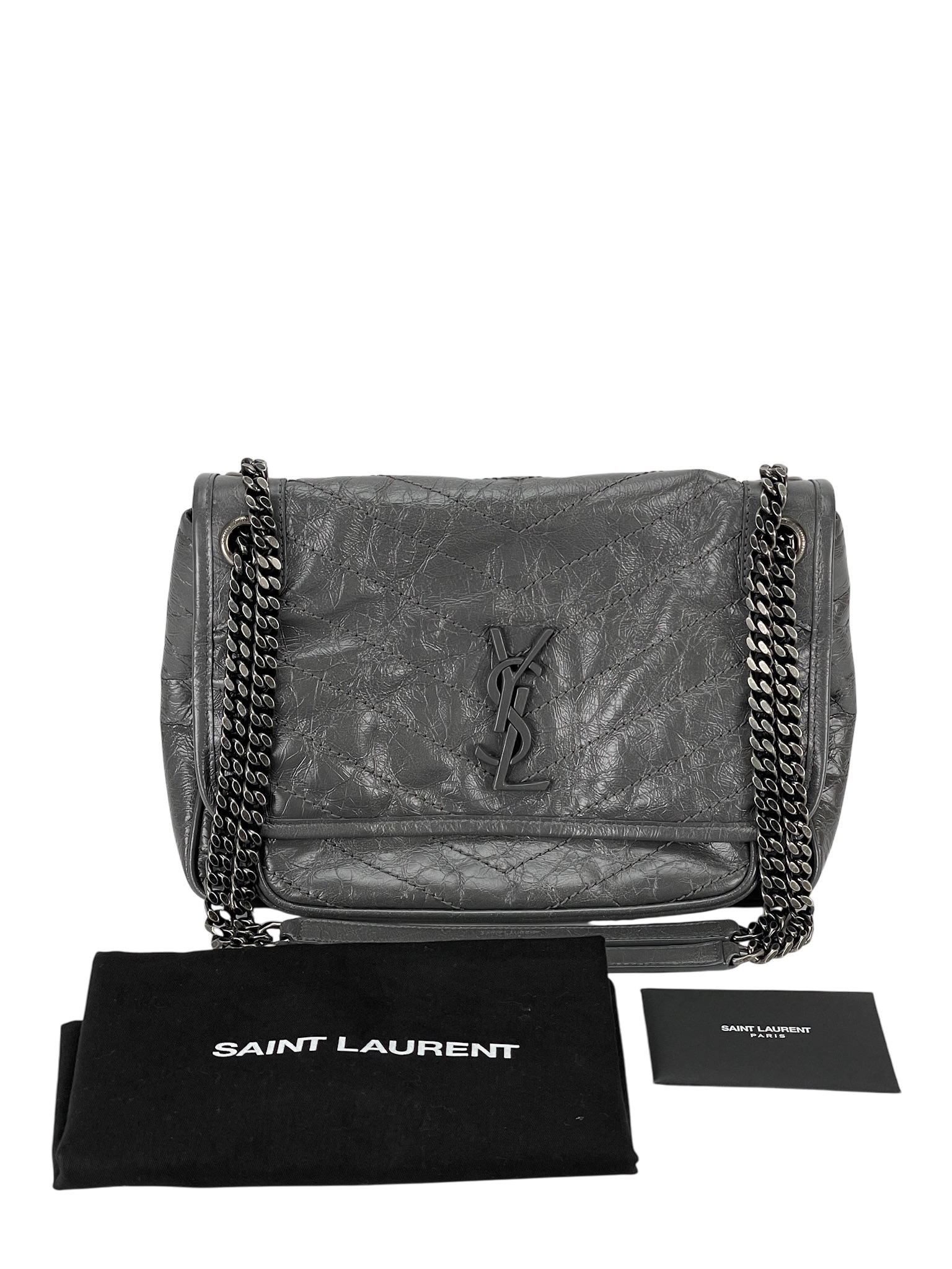 SAINT LAURENT - Medium Niki Grey Shoulder Bag