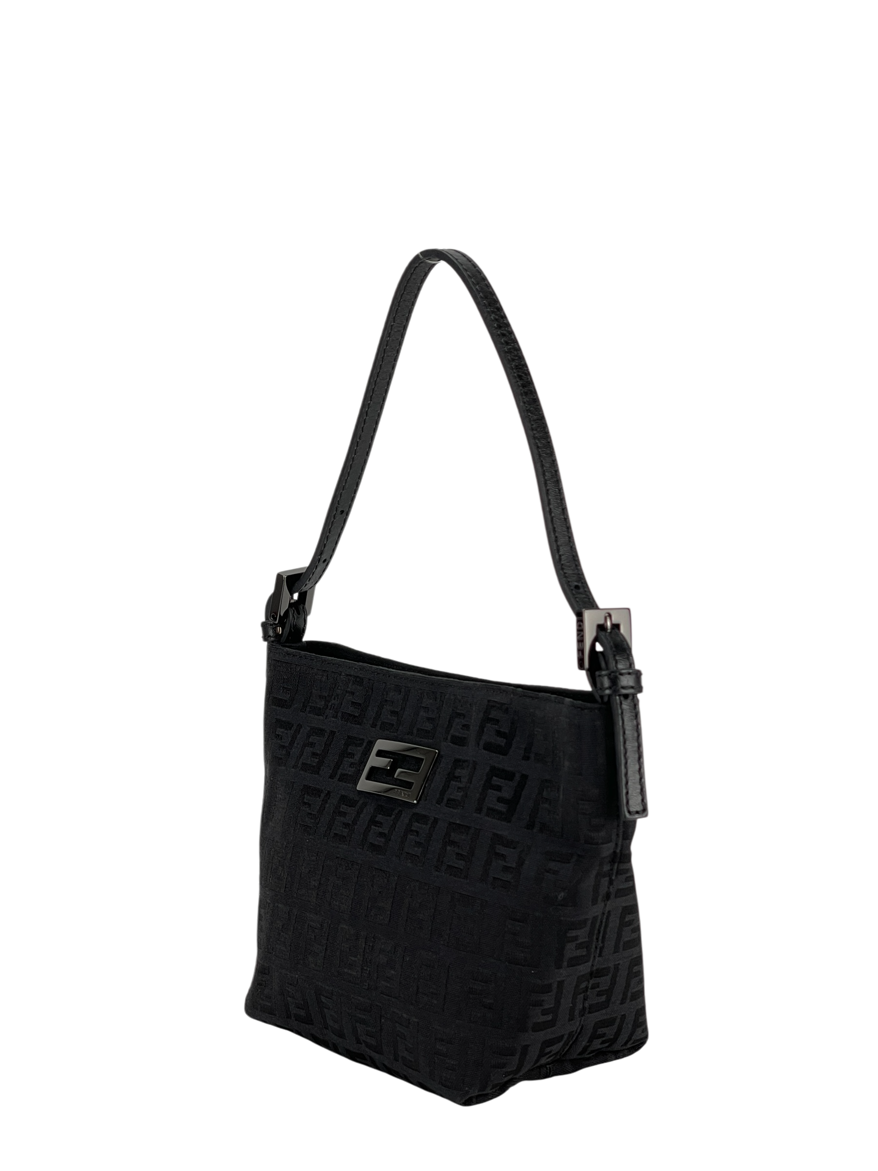 FENDI - Black Zucca Canvas Shoulder Bag