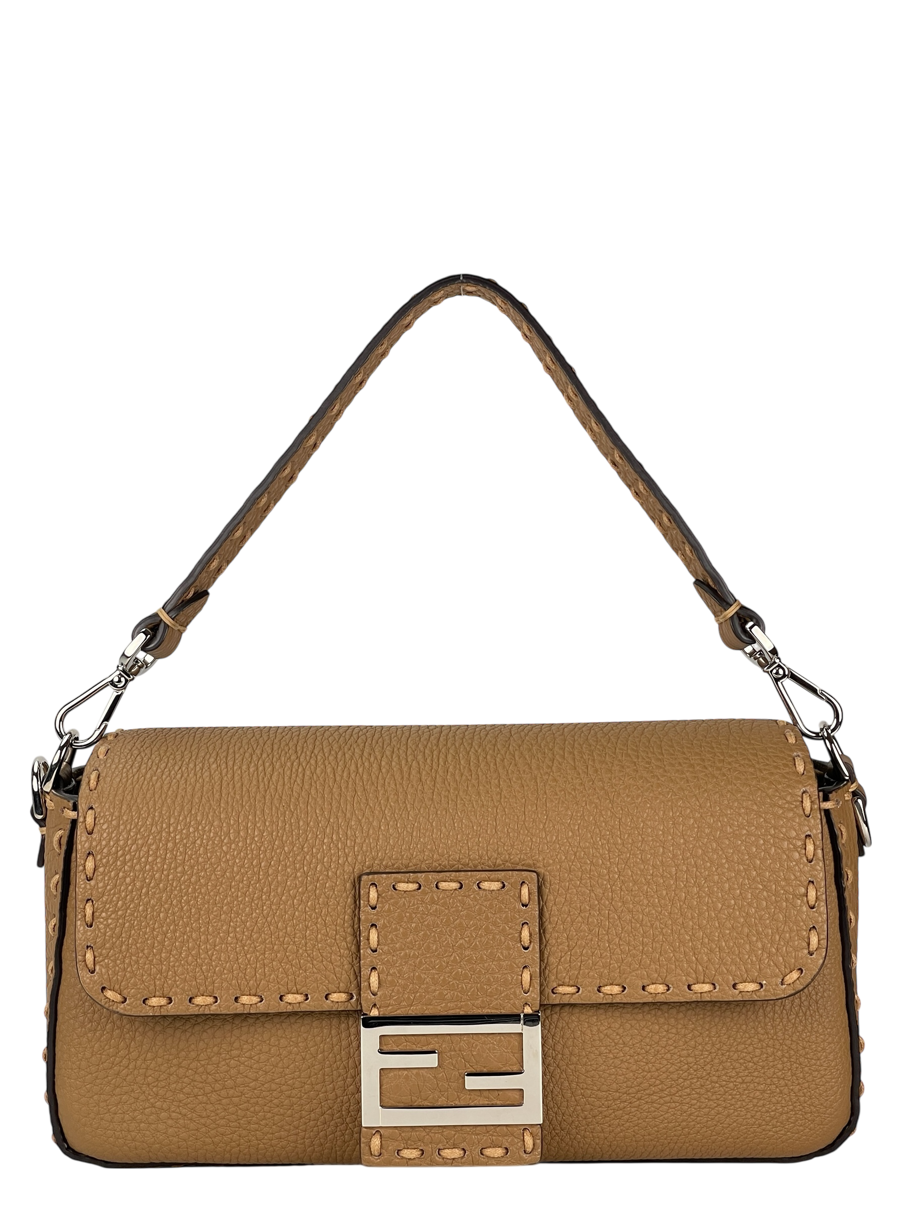 FENDI - Beige Calfskin 2way Selleria Baguette Handbag