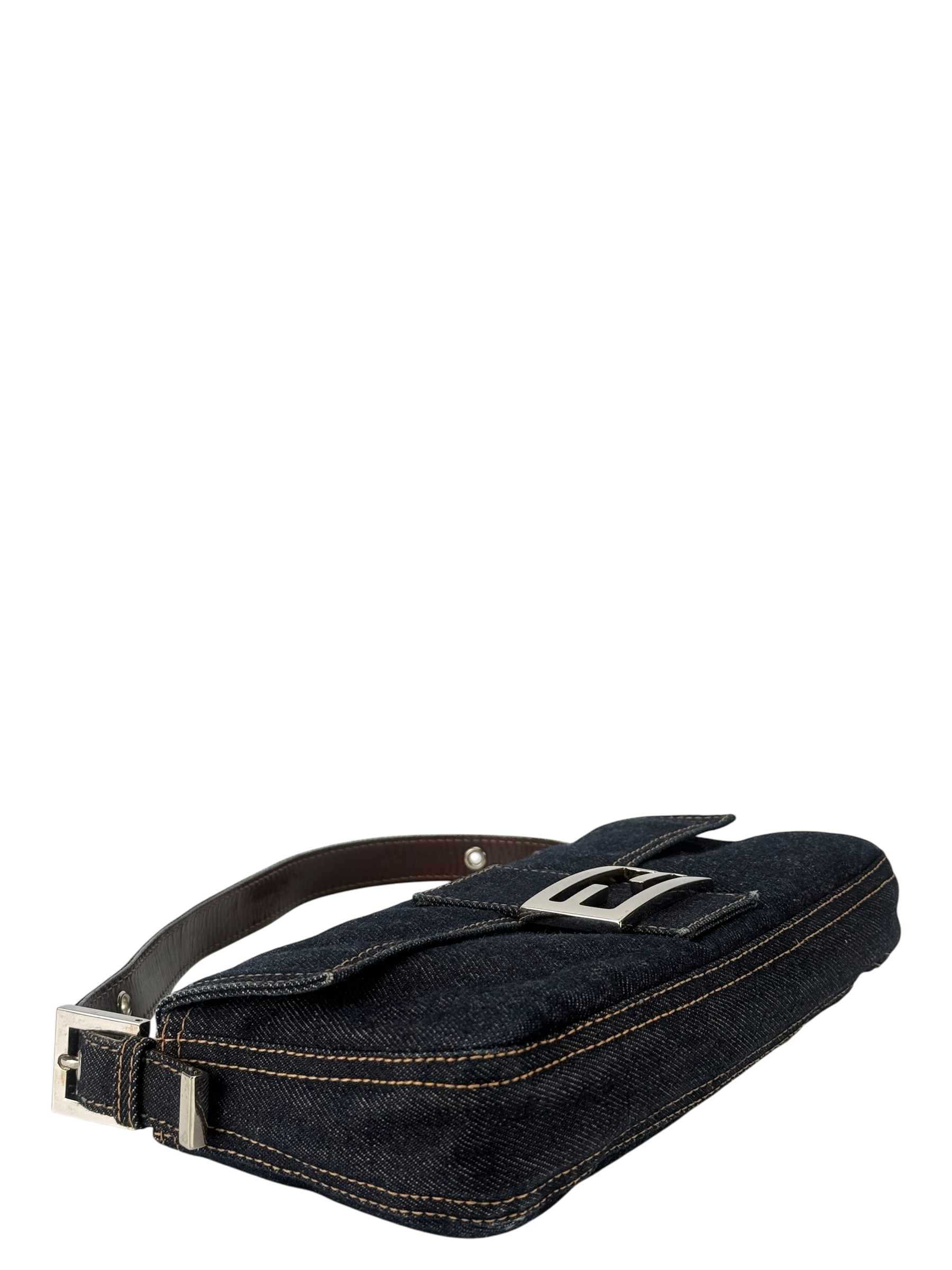 FENDI - Dark Denim Baguette Bag Silver Hardware