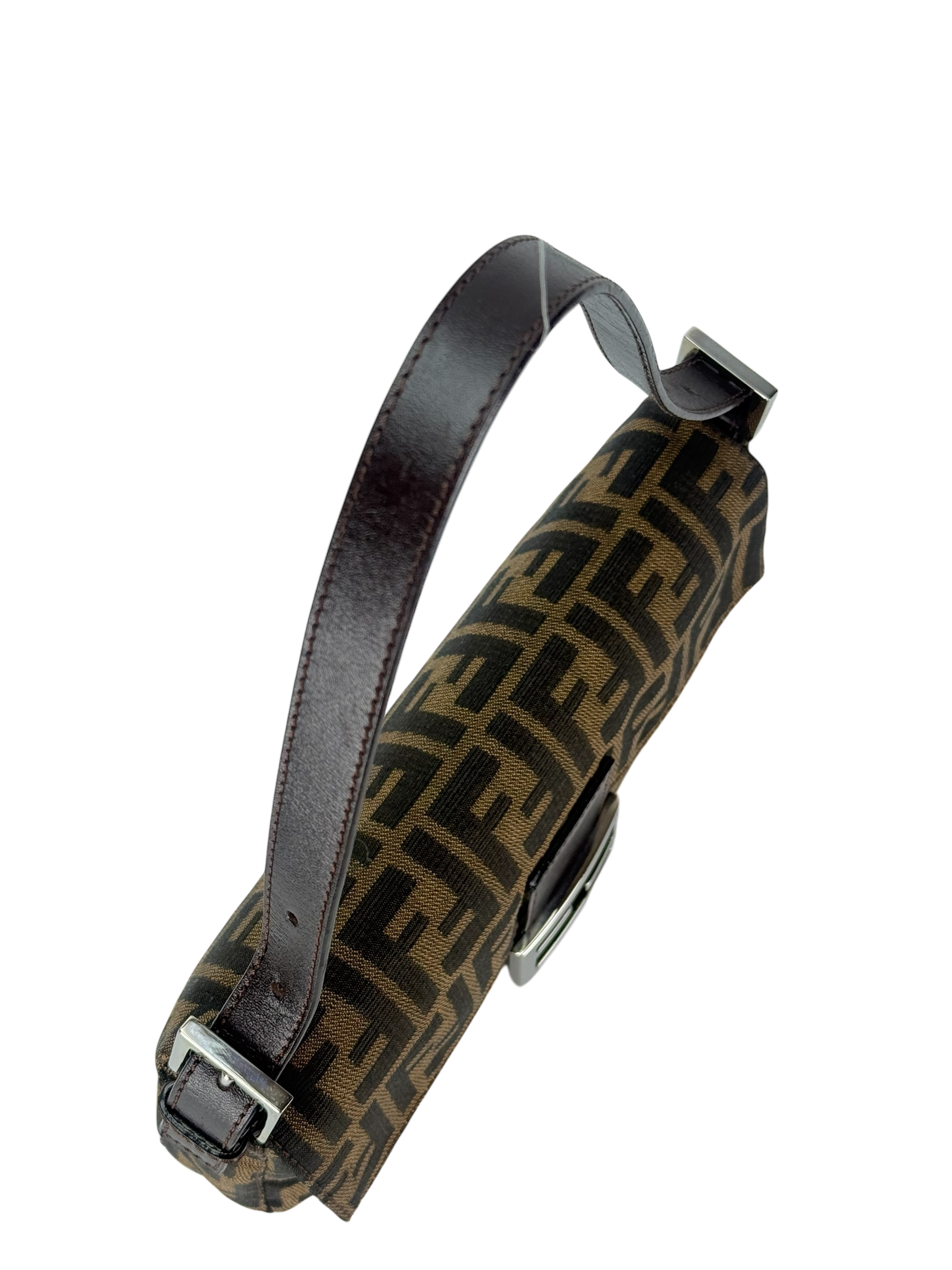 FENDI - Brown Zucca Baguette Handbag Silver Hardware