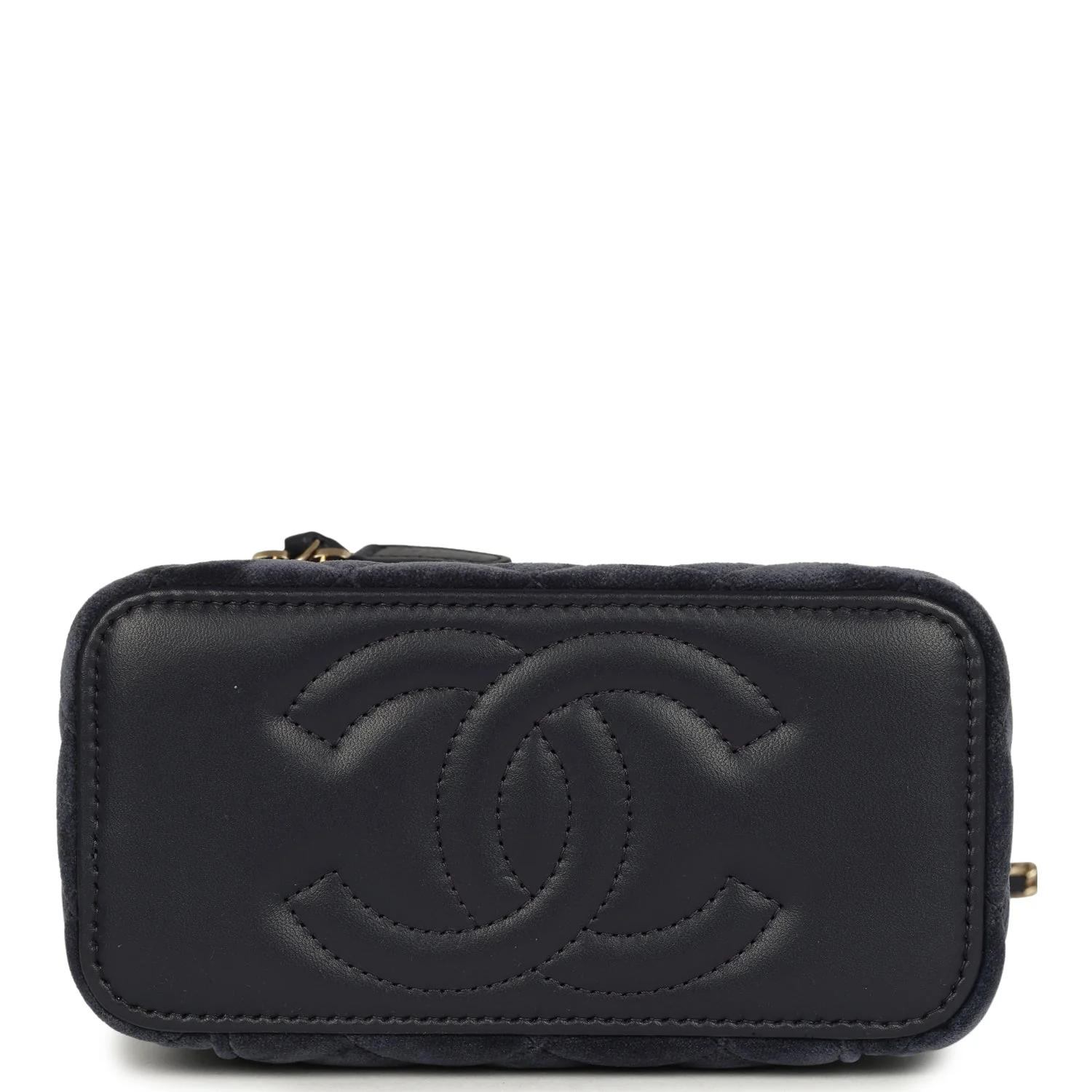 Chanel Small Crystal Pearl Crush Vanity Case Gris Fonce Velvet Light Gold Hardware