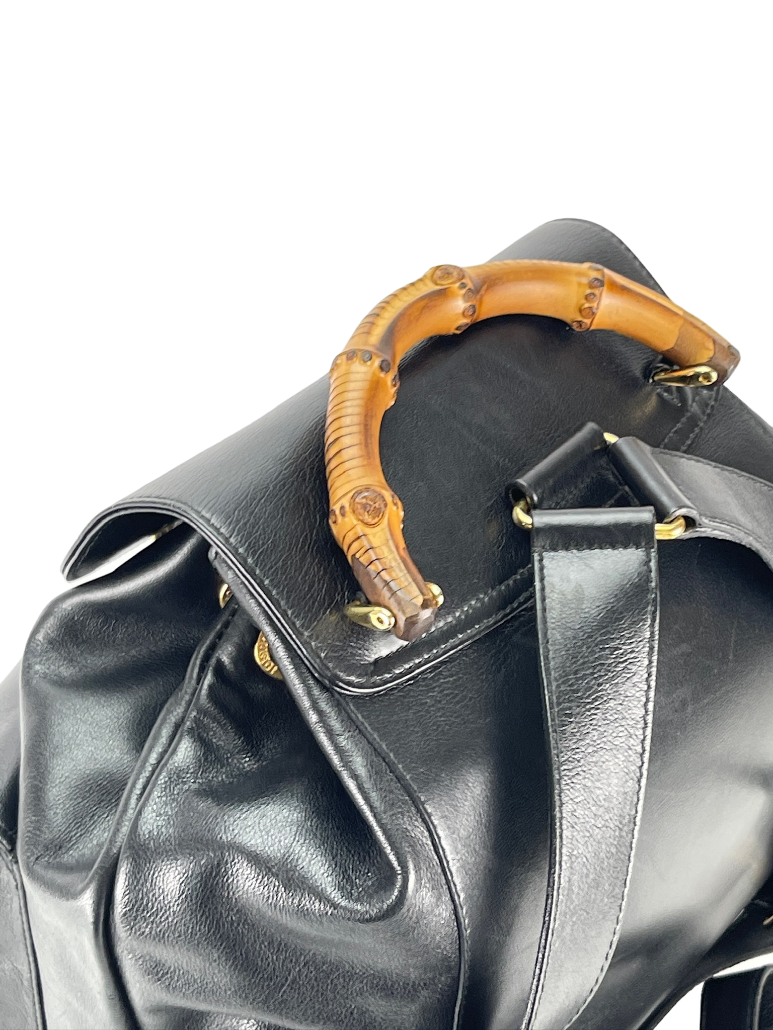 GUCCI - Black Bamboo Leather Backpack