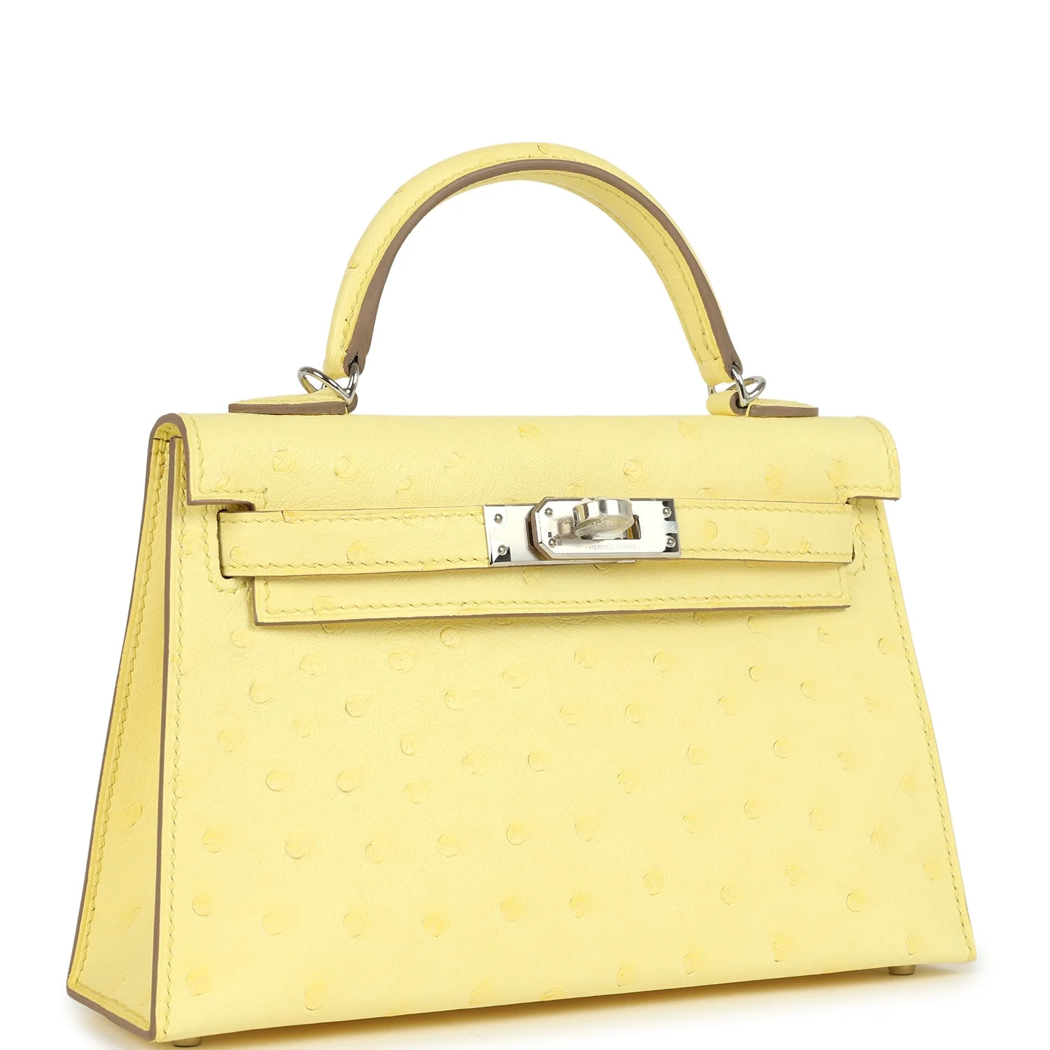 Hermes Kelly Sellier 20 Limoncello Ostrich Palladium Hardware