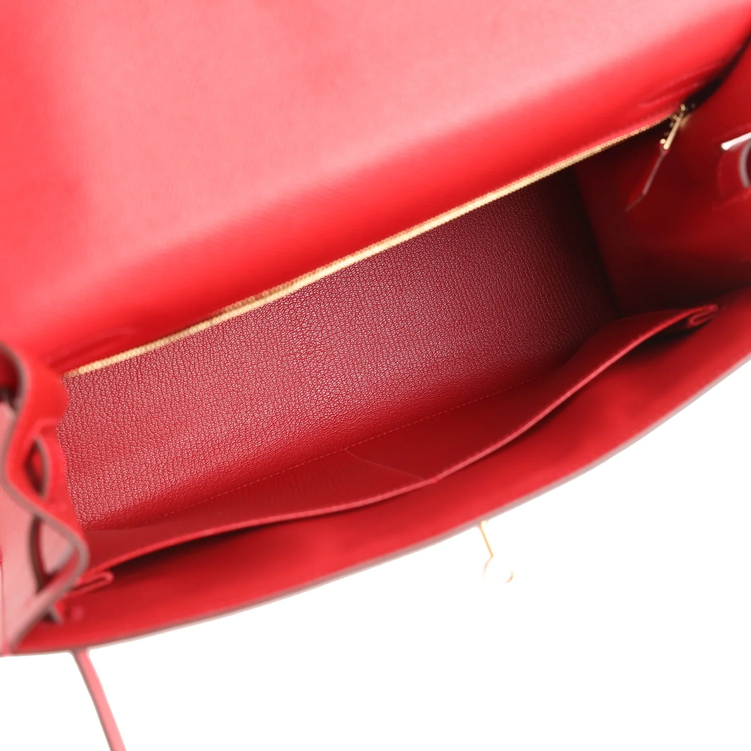 Pre-owned Hermes Kelly Sellier 32 Rouge Casaque Epsom Gold Hardware