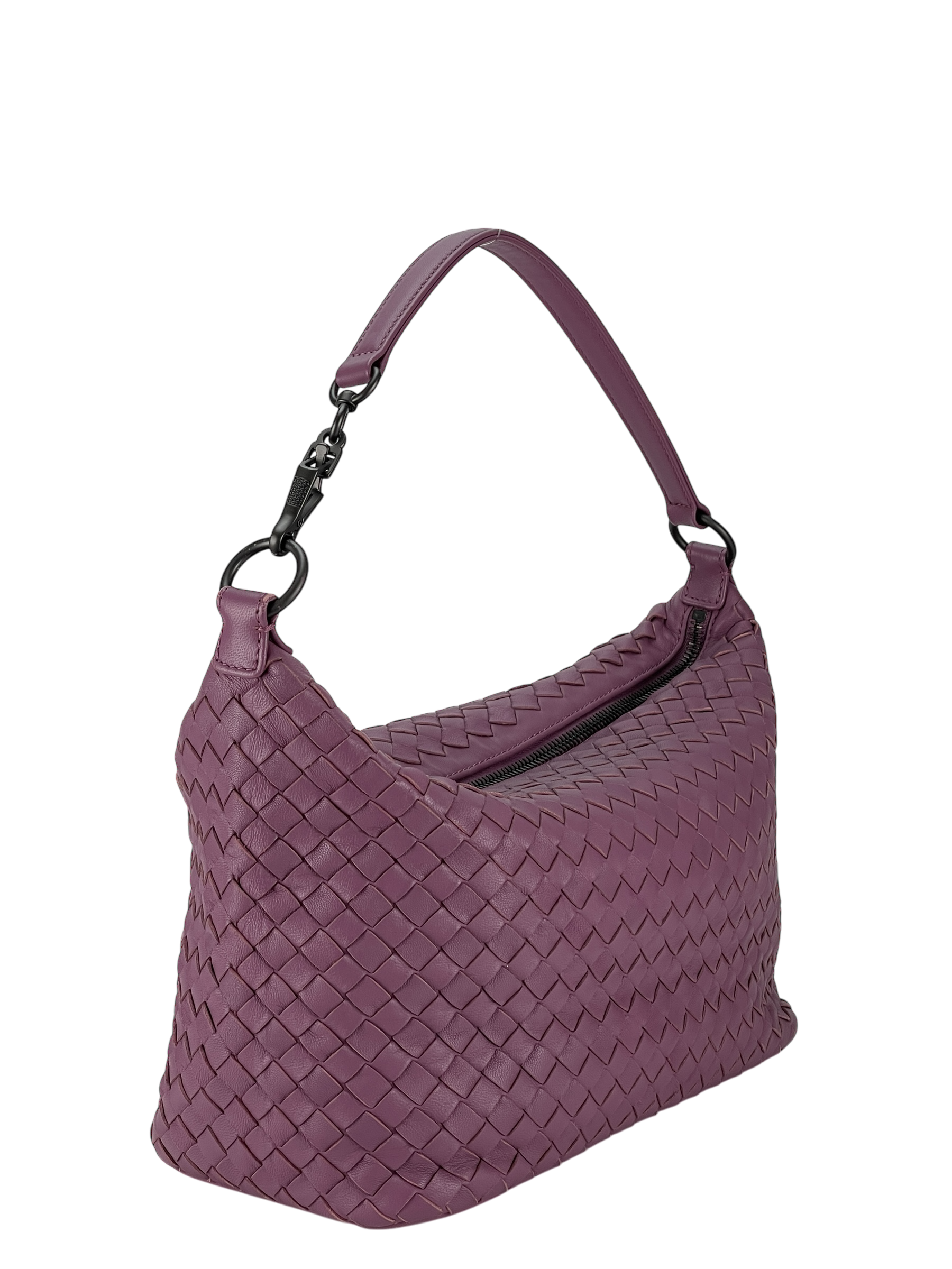 BOTTEGA VENETA - Zip Hobo Intrecciato Nappa Purple Lambskin