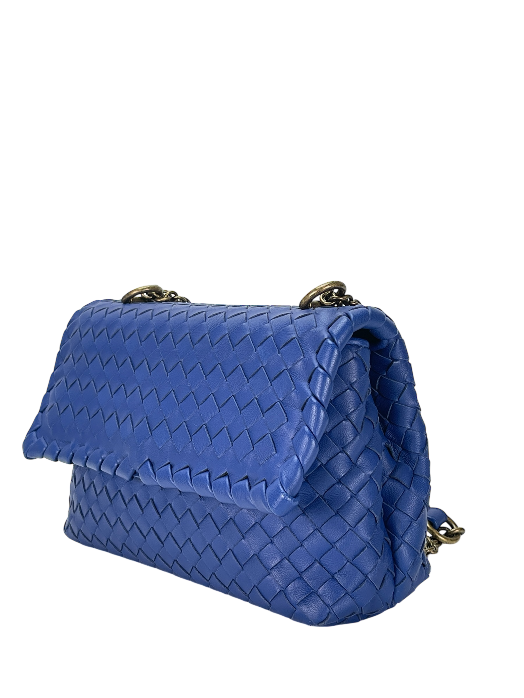 BOTTEGA VENETA - Blue Lambskin Olympia Flap Chain Shoulder Bag