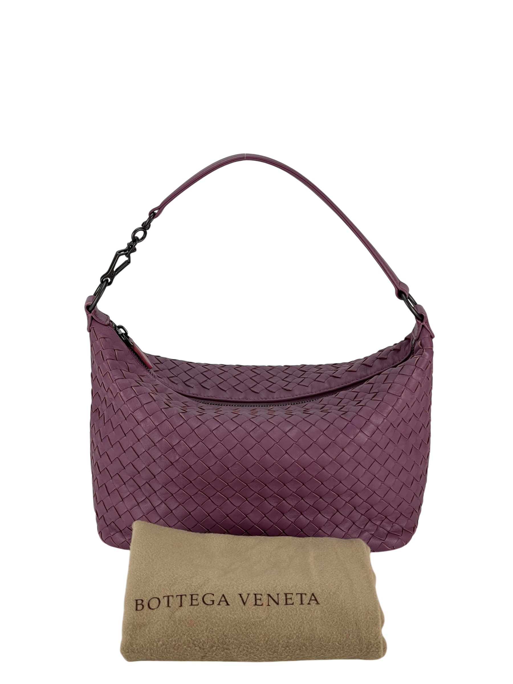 BOTTEGA VENETA - Zip Hobo Intrecciato Nappa Purple Lambskin