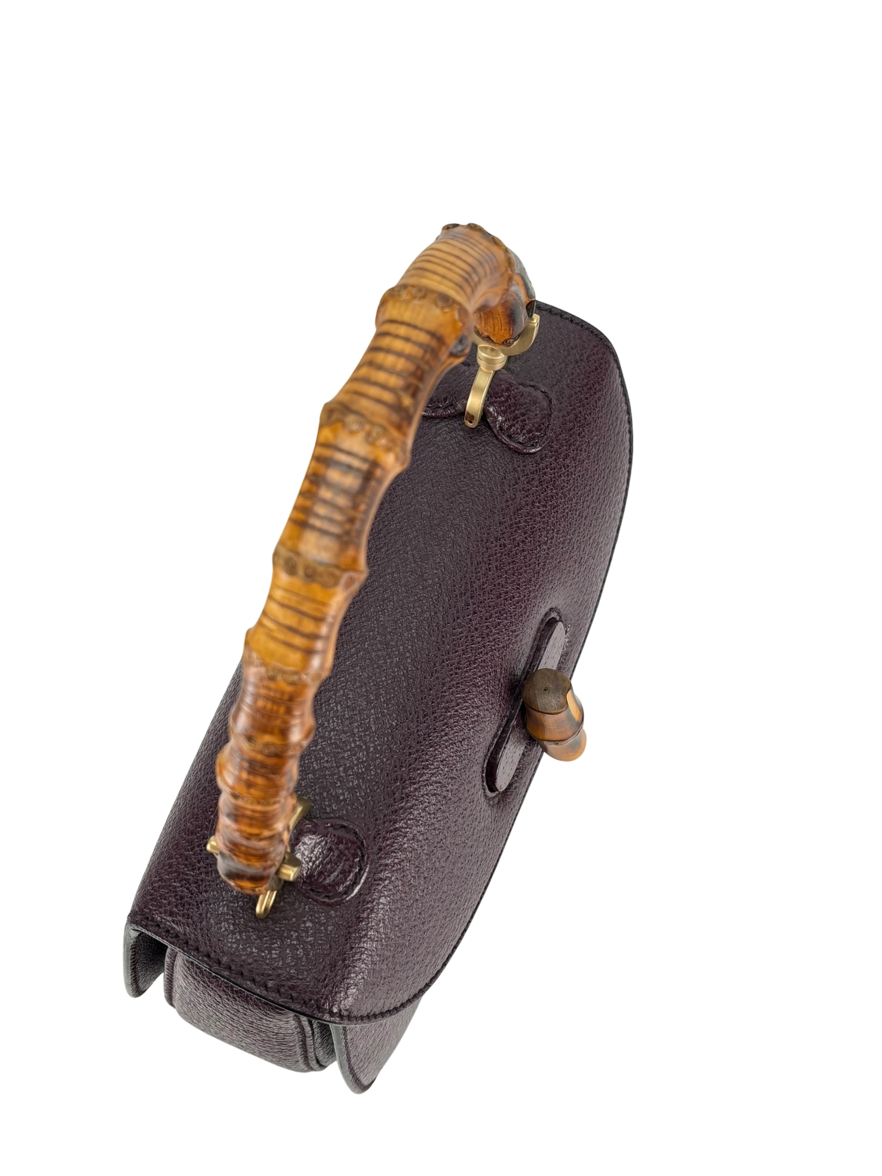 GUCCI - Purple Calfskin Bamboo Hand Bag