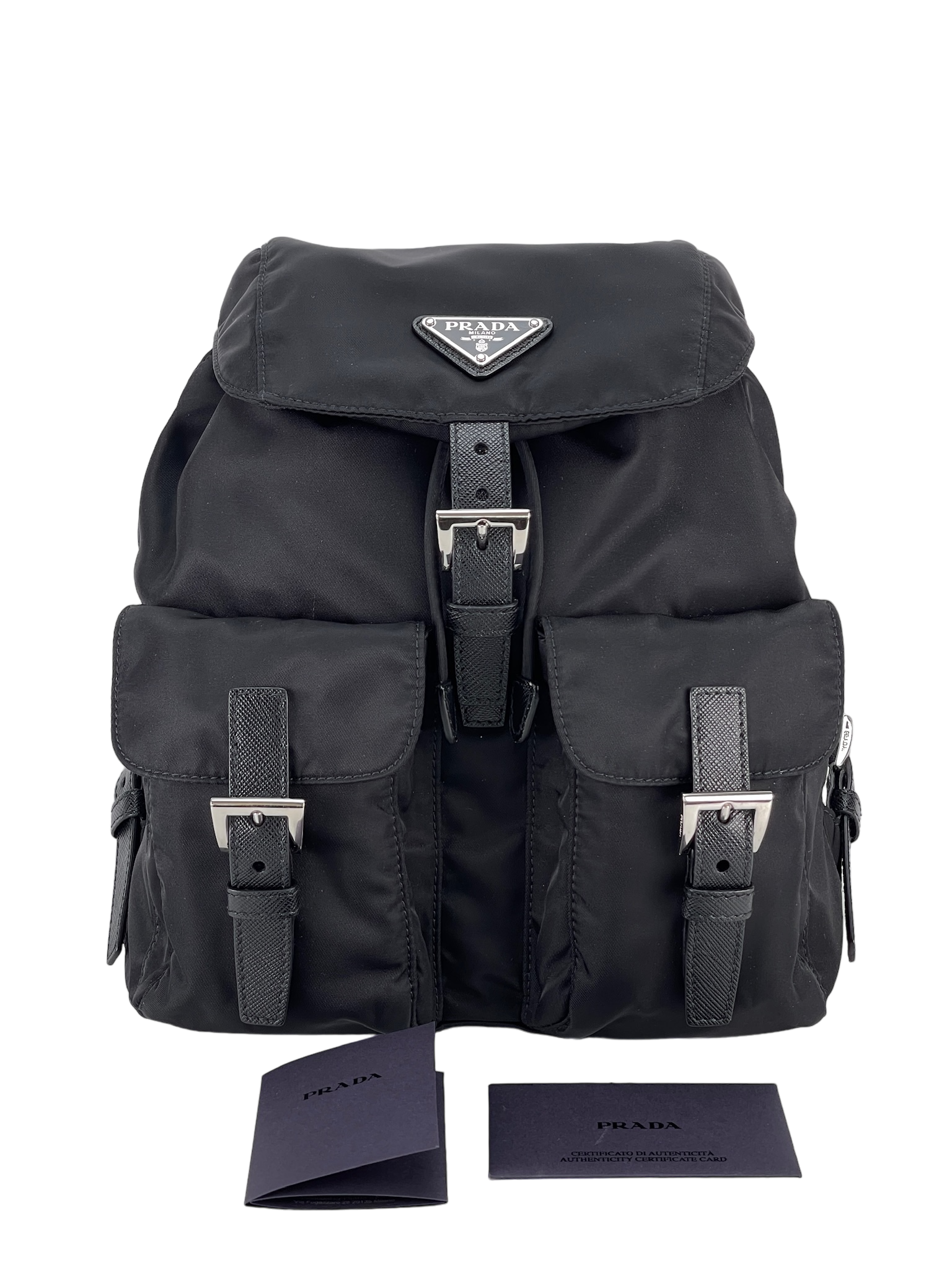 PRADA - Black Re-Nylon Backbag Small