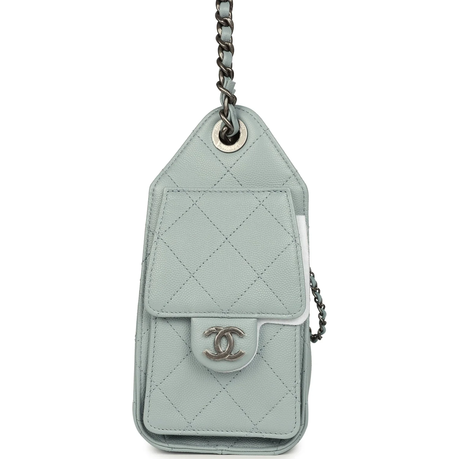 Chanel Mini 25 Hobo Bag Light Blue Caviar Aged Ruthenium Hardware