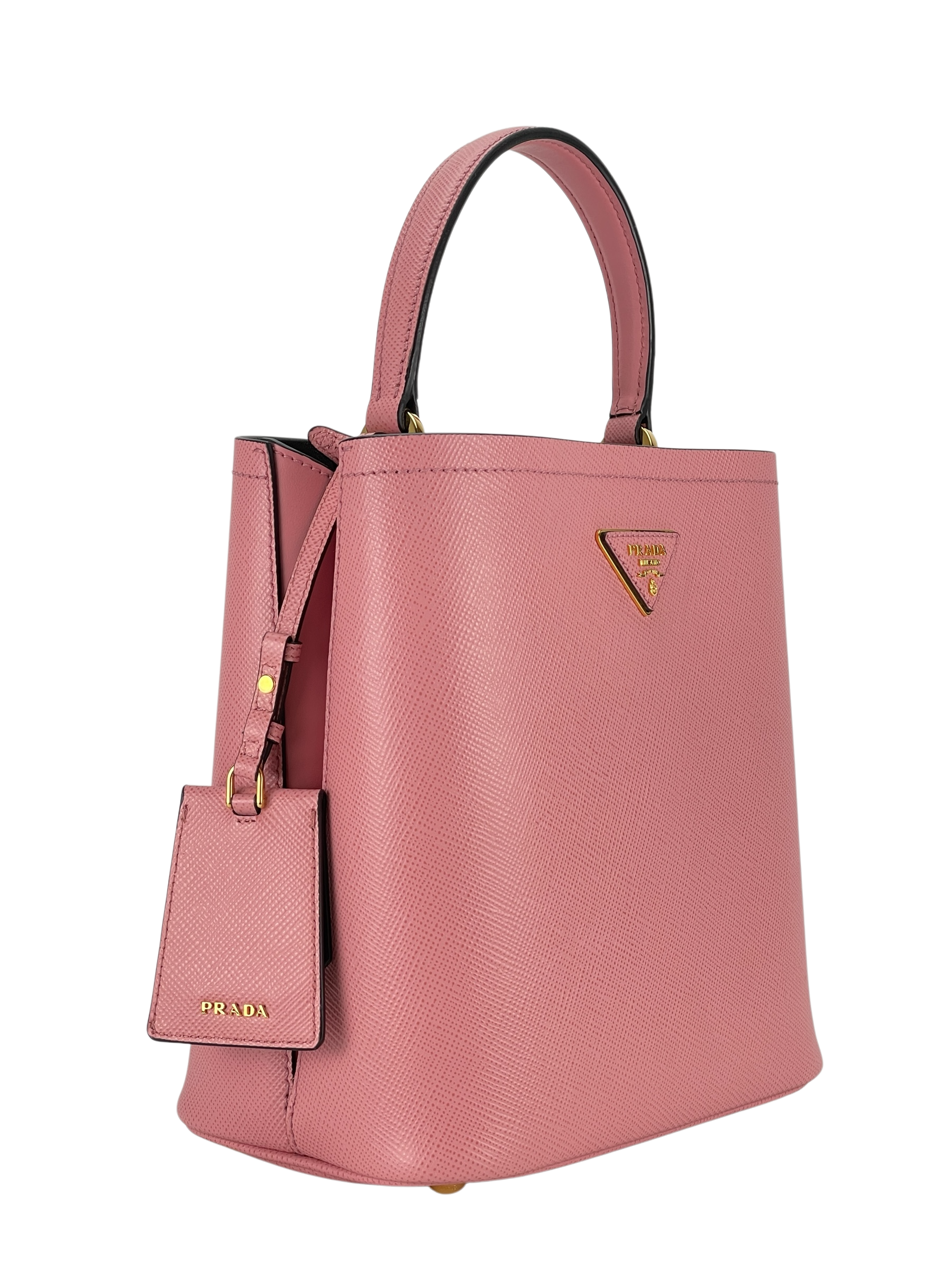 PRADA -  Pink Saffiano Cuir Panier Satchel Shoulder Bag