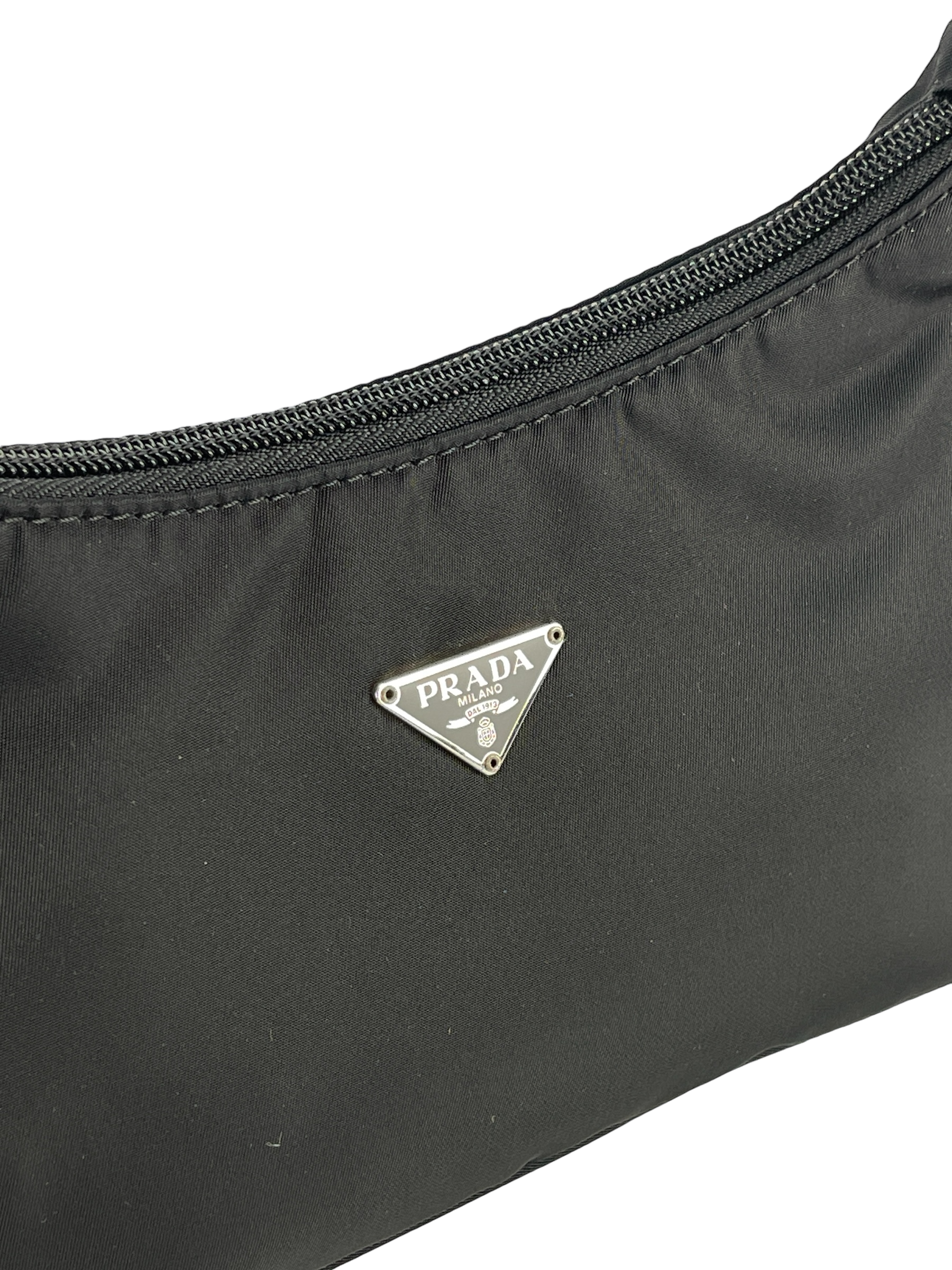 PRADA - Black Nylon Hobo Bag