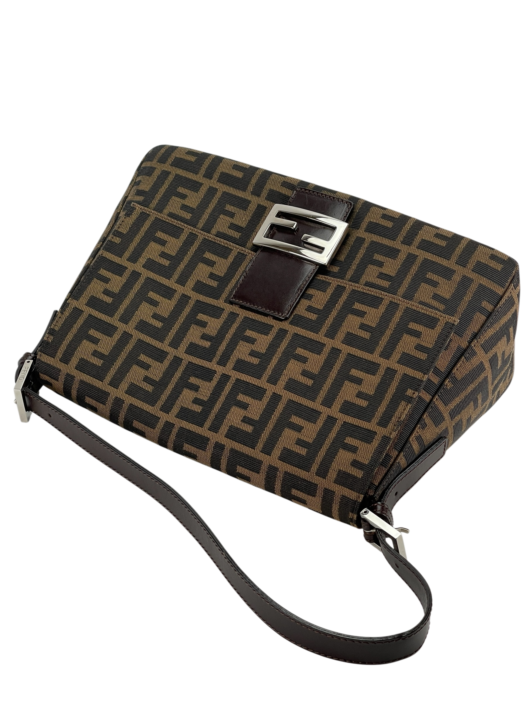 FENDI - Brown Zucca Mamma Baguette Handbag Silver Hardware