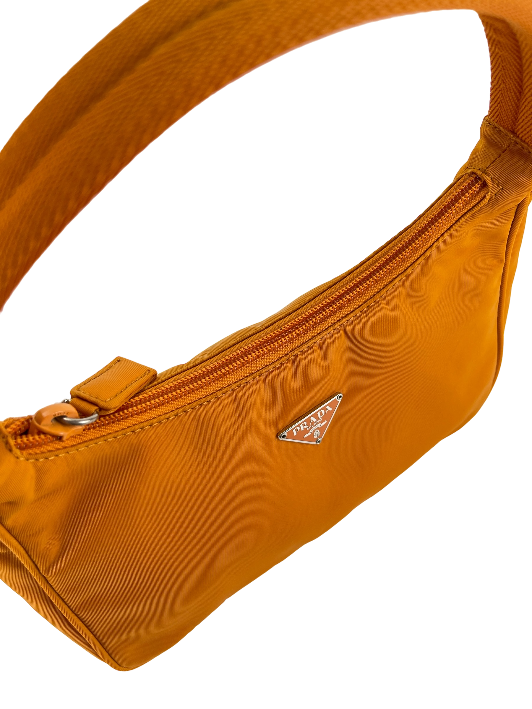PRADA - Orange Nylon Hobo Bag