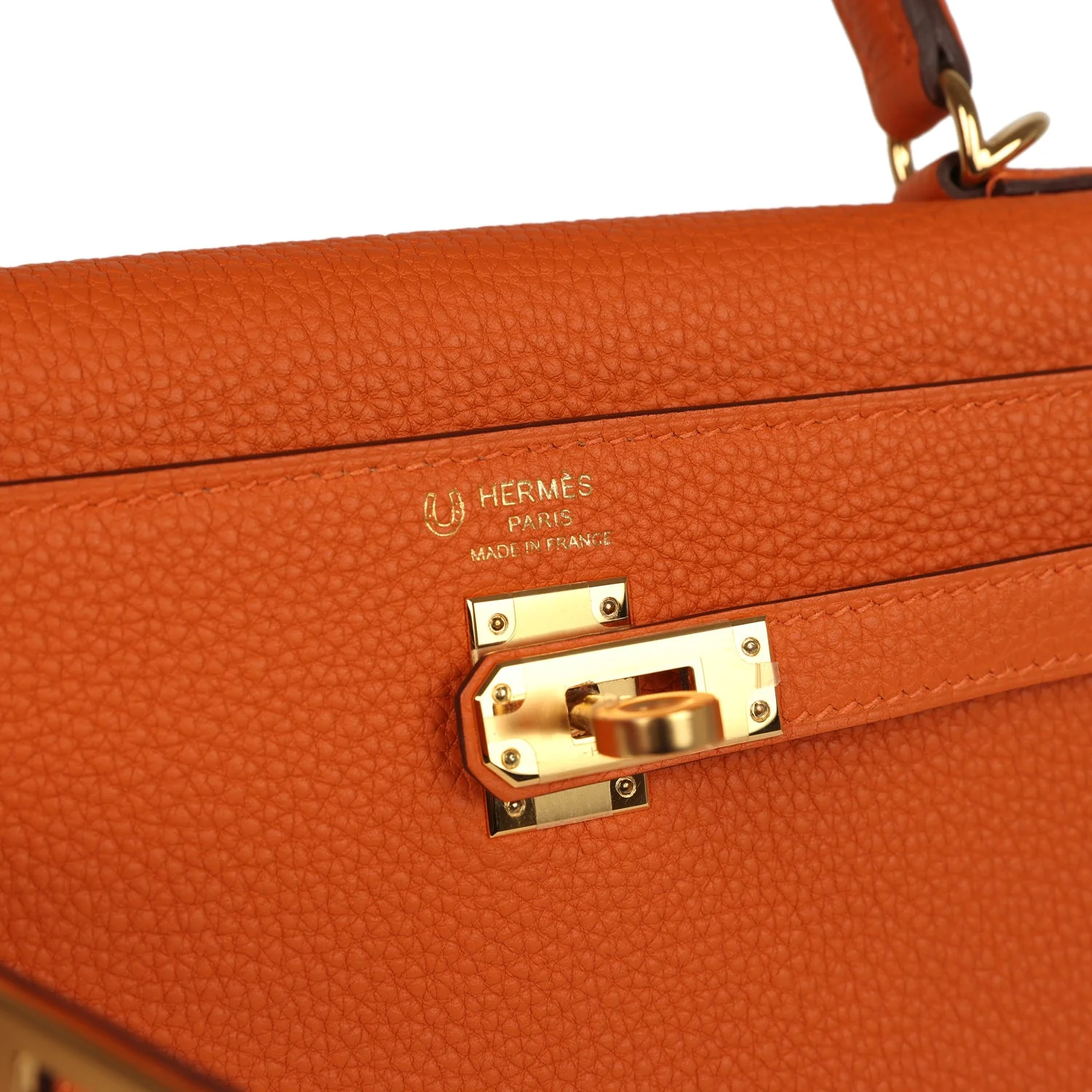 Hermes Special Order (HSS) Kelly Retourne 25 Orange Verso Togo Gold Hardware